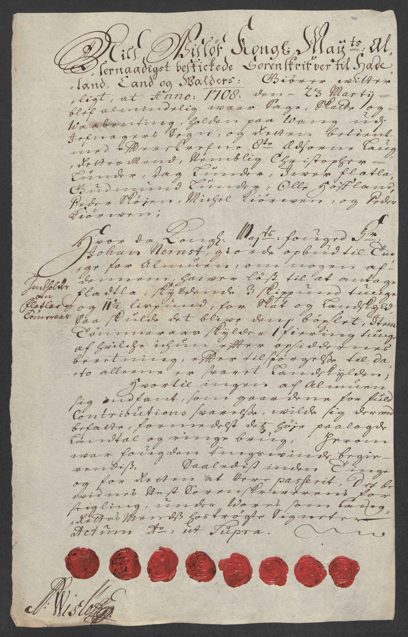 Rentekammeret inntil 1814, Reviderte regnskaper, Fogderegnskap, RA/EA-4092/R18/L1305: Fogderegnskap Hadeland, Toten og Valdres, 1707-1708, p. 403