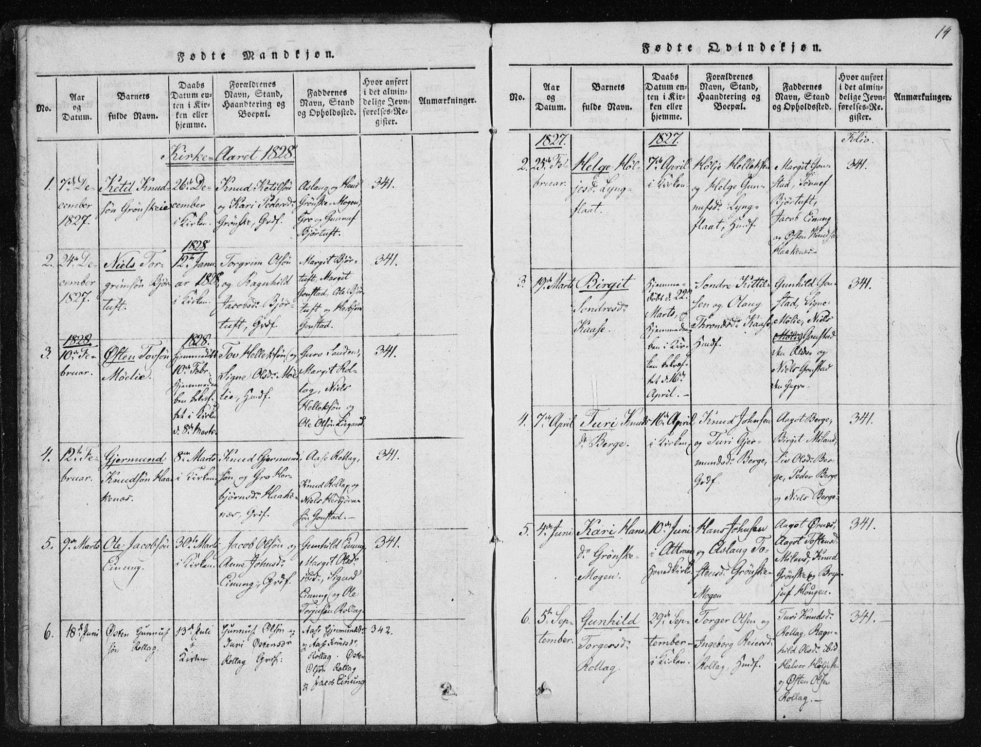 Tinn kirkebøker, SAKO/A-308/F/Fb/L0001: Parish register (official) no. II 1, 1815-1843, p. 14