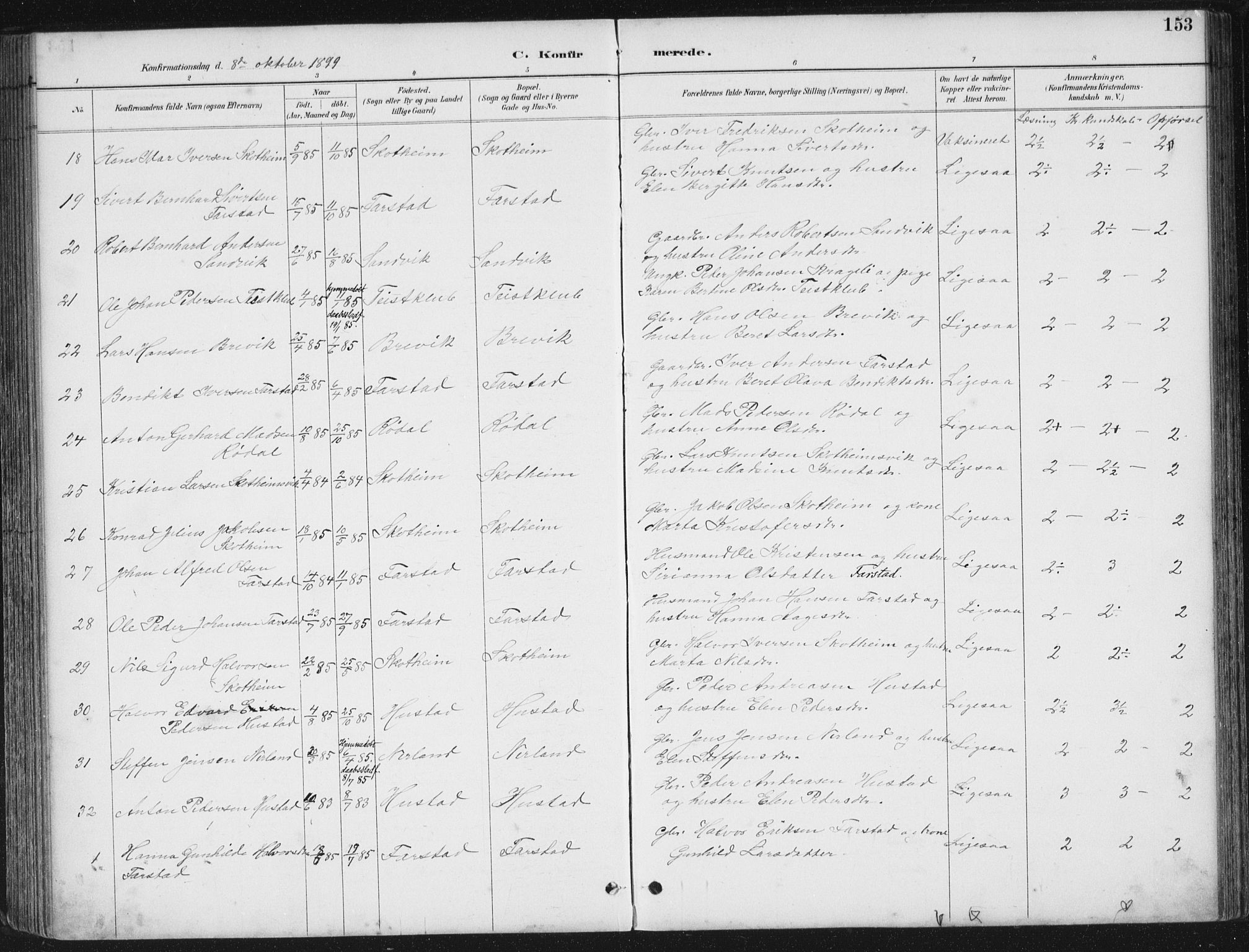 Ministerialprotokoller, klokkerbøker og fødselsregistre - Møre og Romsdal, AV/SAT-A-1454/567/L0783: Parish register (copy) no. 567C03, 1887-1903, p. 153