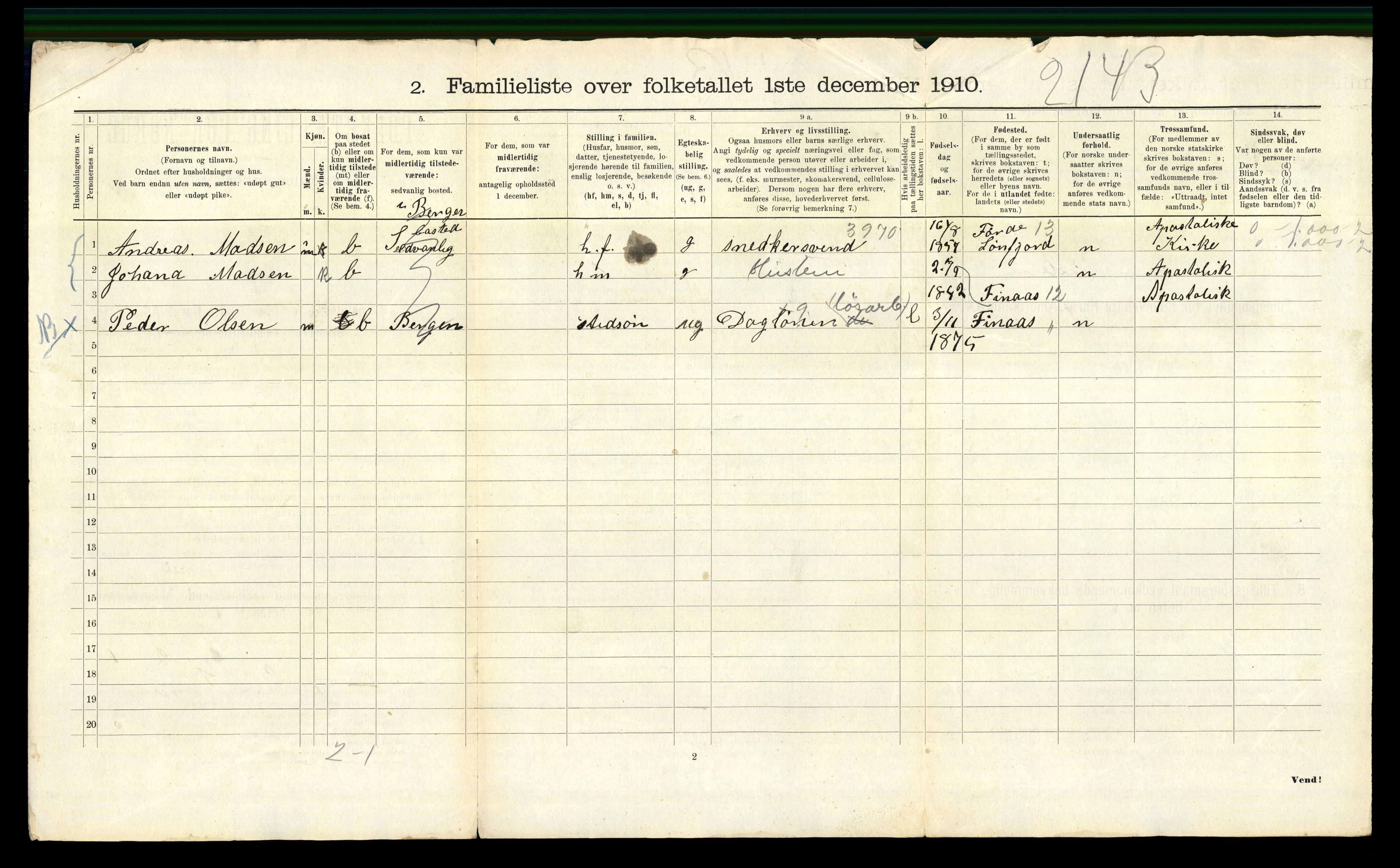 RA, 1910 census for Bergen, 1910, p. 25286