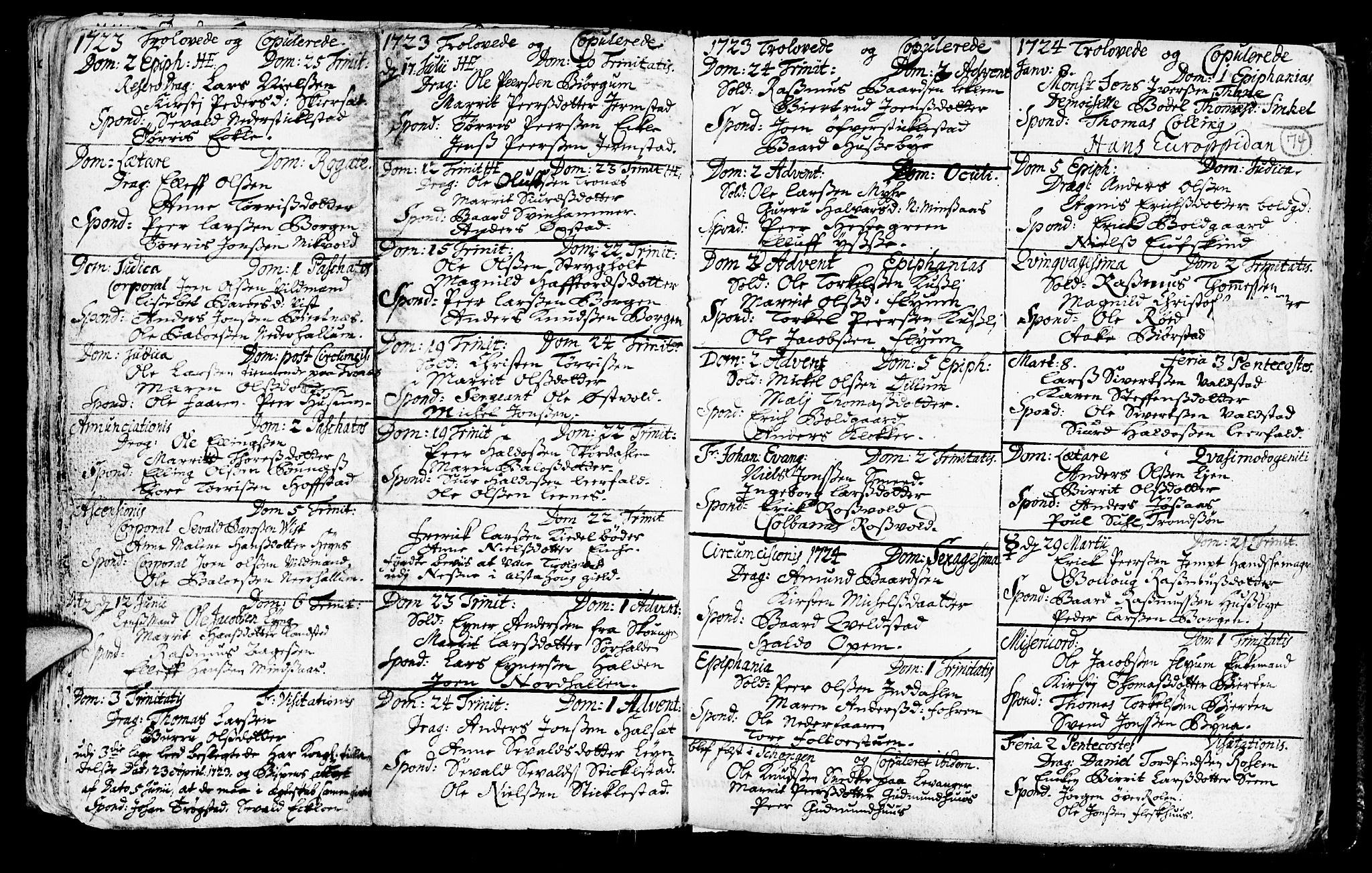 Ministerialprotokoller, klokkerbøker og fødselsregistre - Nord-Trøndelag, SAT/A-1458/723/L0230: Parish register (official) no. 723A01, 1705-1747, p. 74