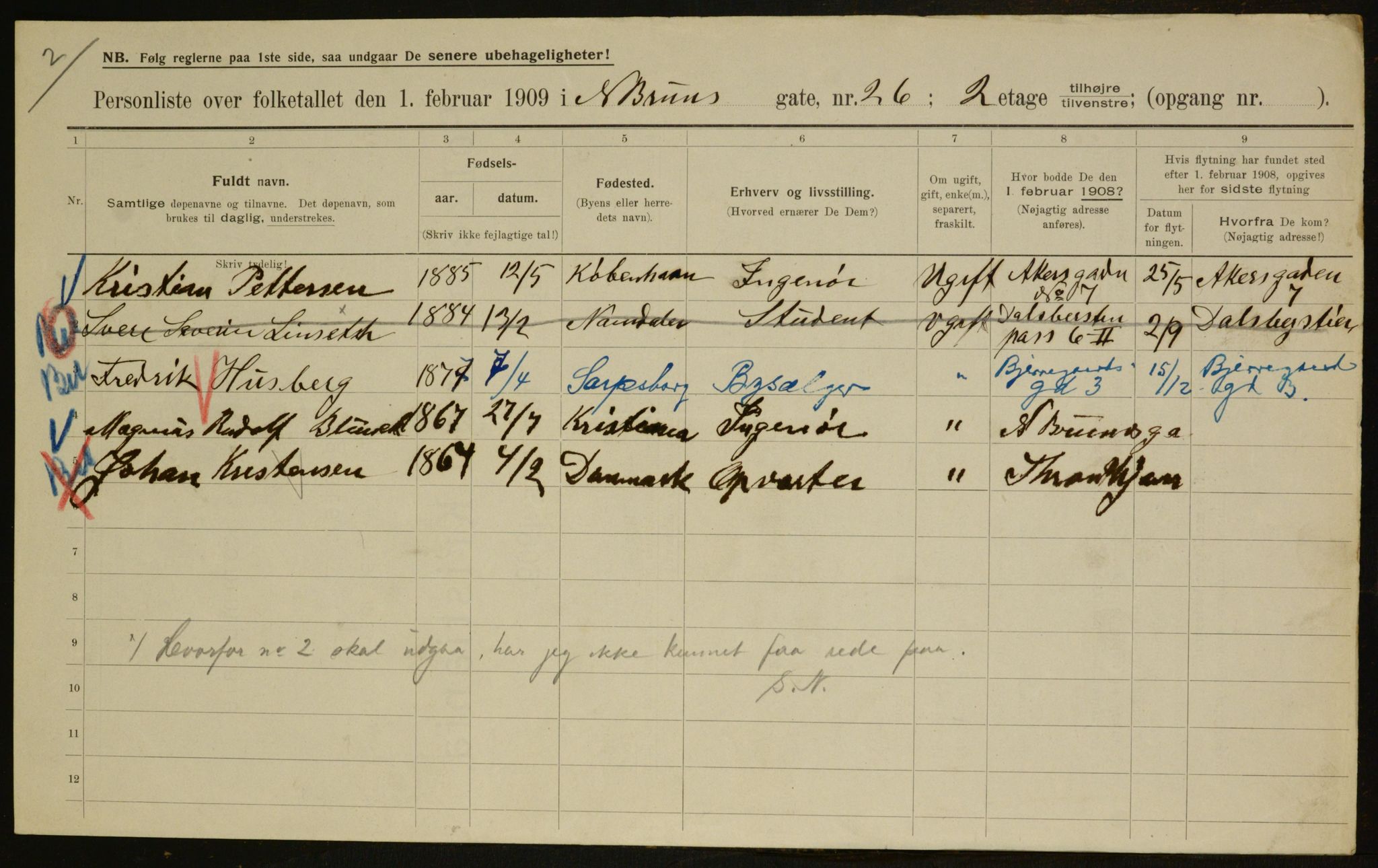 OBA, Municipal Census 1909 for Kristiania, 1909, p. 65603