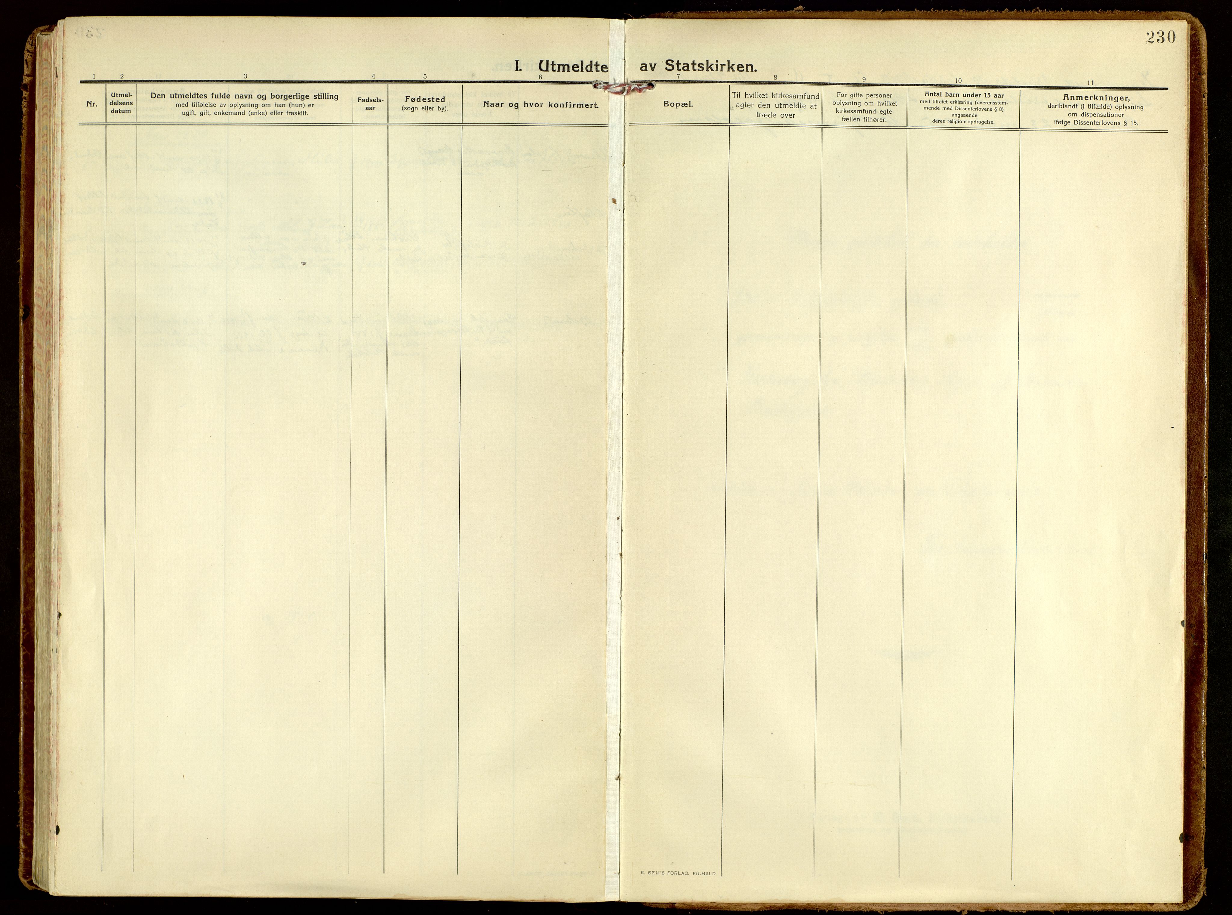 Brandbu prestekontor, SAH/PREST-114/H/Ha/Haa/L0004: Parish register (official) no. 4, 1913-1923, p. 230