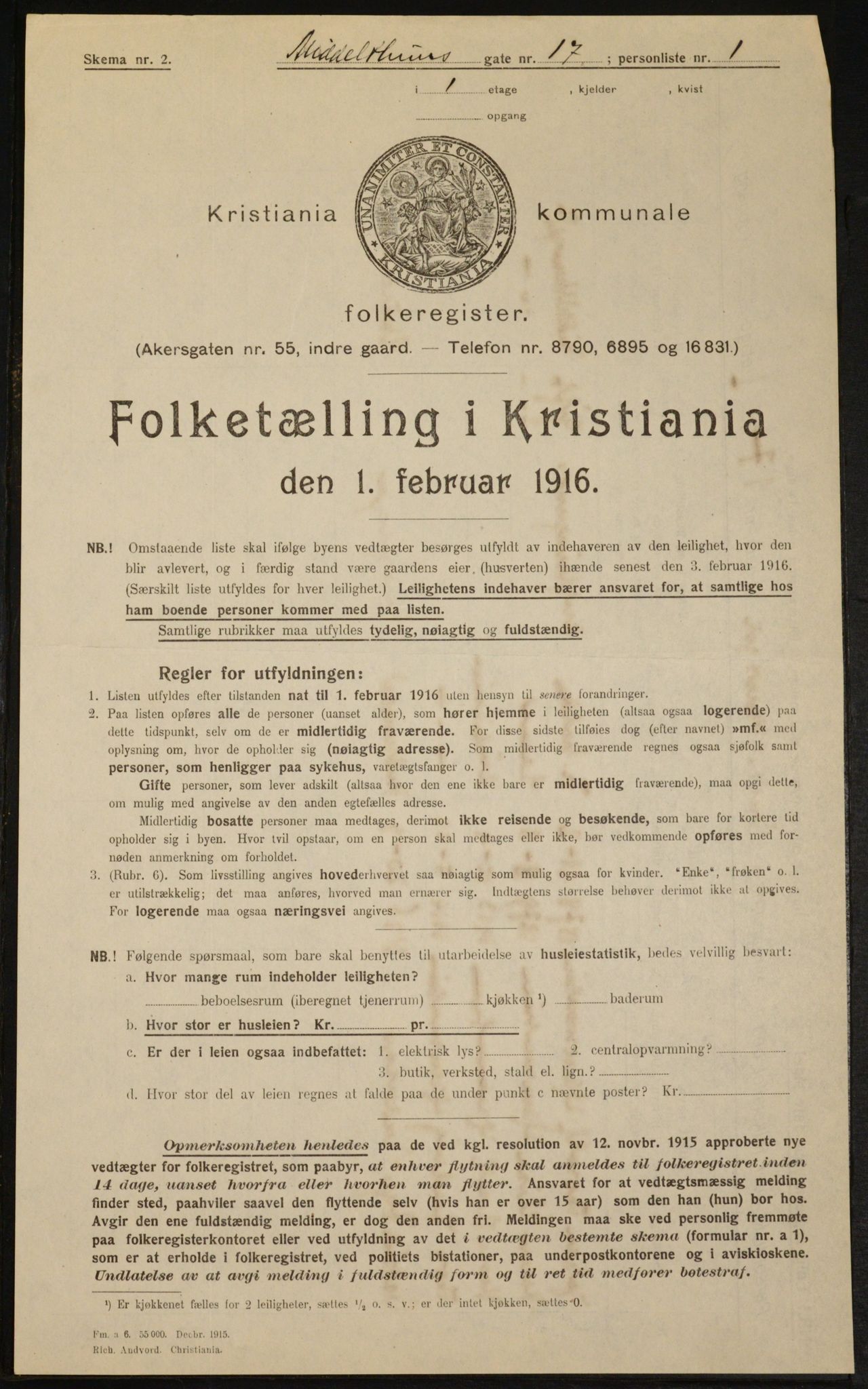 OBA, Municipal Census 1916 for Kristiania, 1916, p. 67031