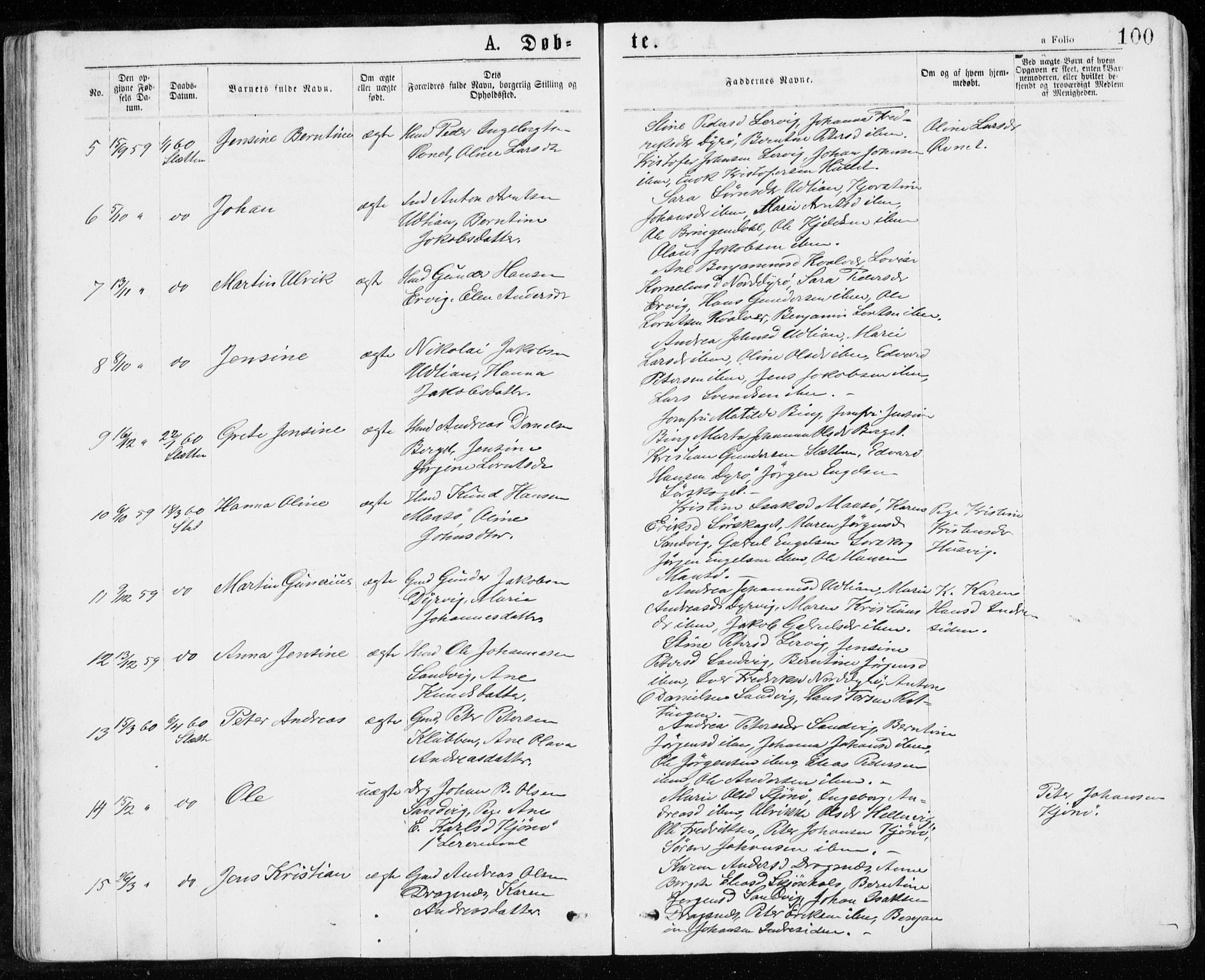 Ministerialprotokoller, klokkerbøker og fødselsregistre - Sør-Trøndelag, SAT/A-1456/640/L0576: Parish register (official) no. 640A01, 1846-1876, p. 100