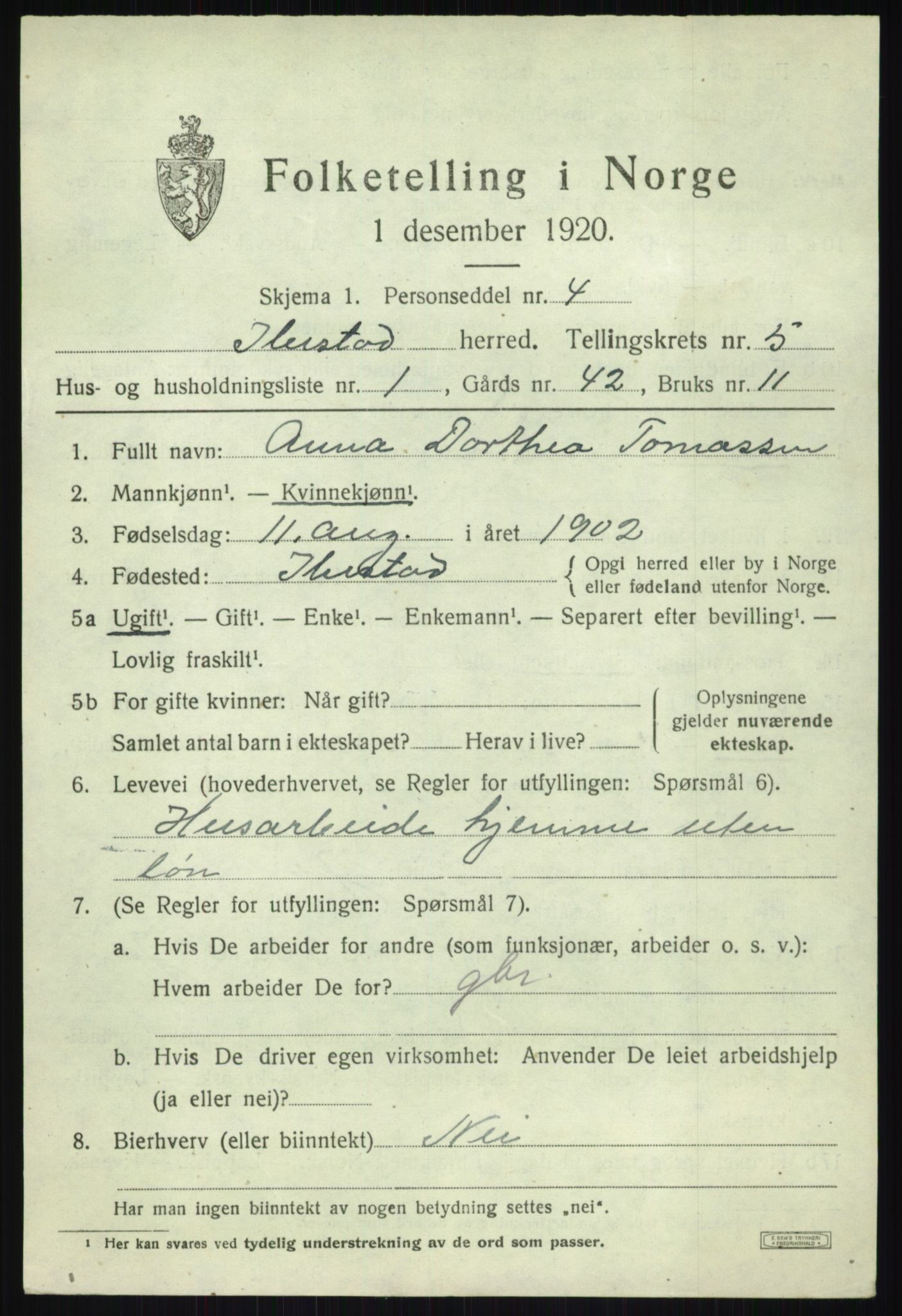 SATØ, 1920 census for Ibestad, 1920, p. 3504