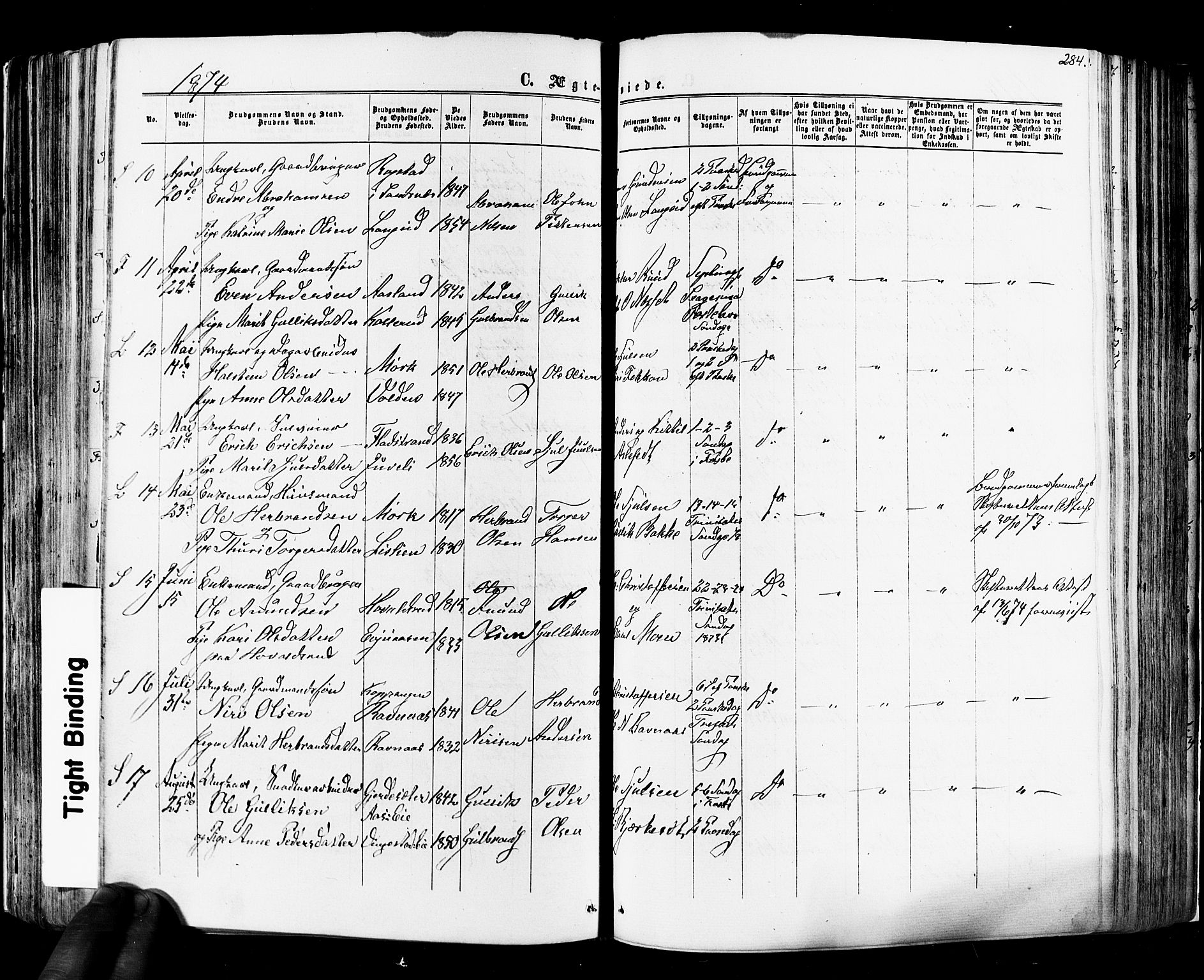 Flesberg kirkebøker, SAKO/A-18/F/Fa/L0007: Parish register (official) no. I 7, 1861-1878, p. 284