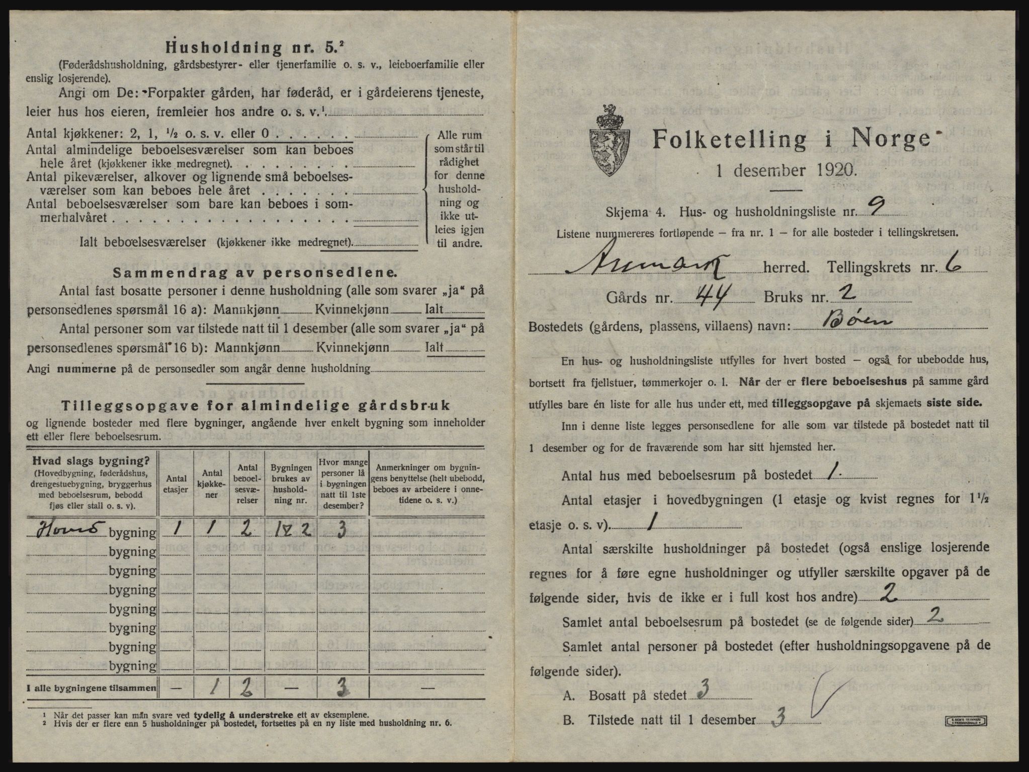 SAO, 1920 census for Aremark, 1920, p. 599