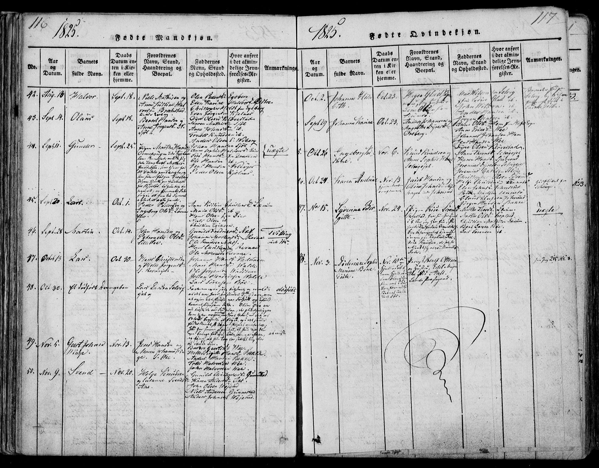 Sande Kirkebøker, SAKO/A-53/F/Fa/L0003: Parish register (official) no. 3, 1814-1847, p. 116-117