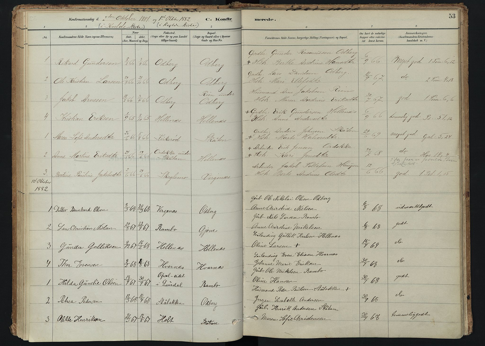 Hedrum kirkebøker, SAKO/A-344/F/Fc/L0001: Parish register (official) no. III 1, 1881-1906, p. 53