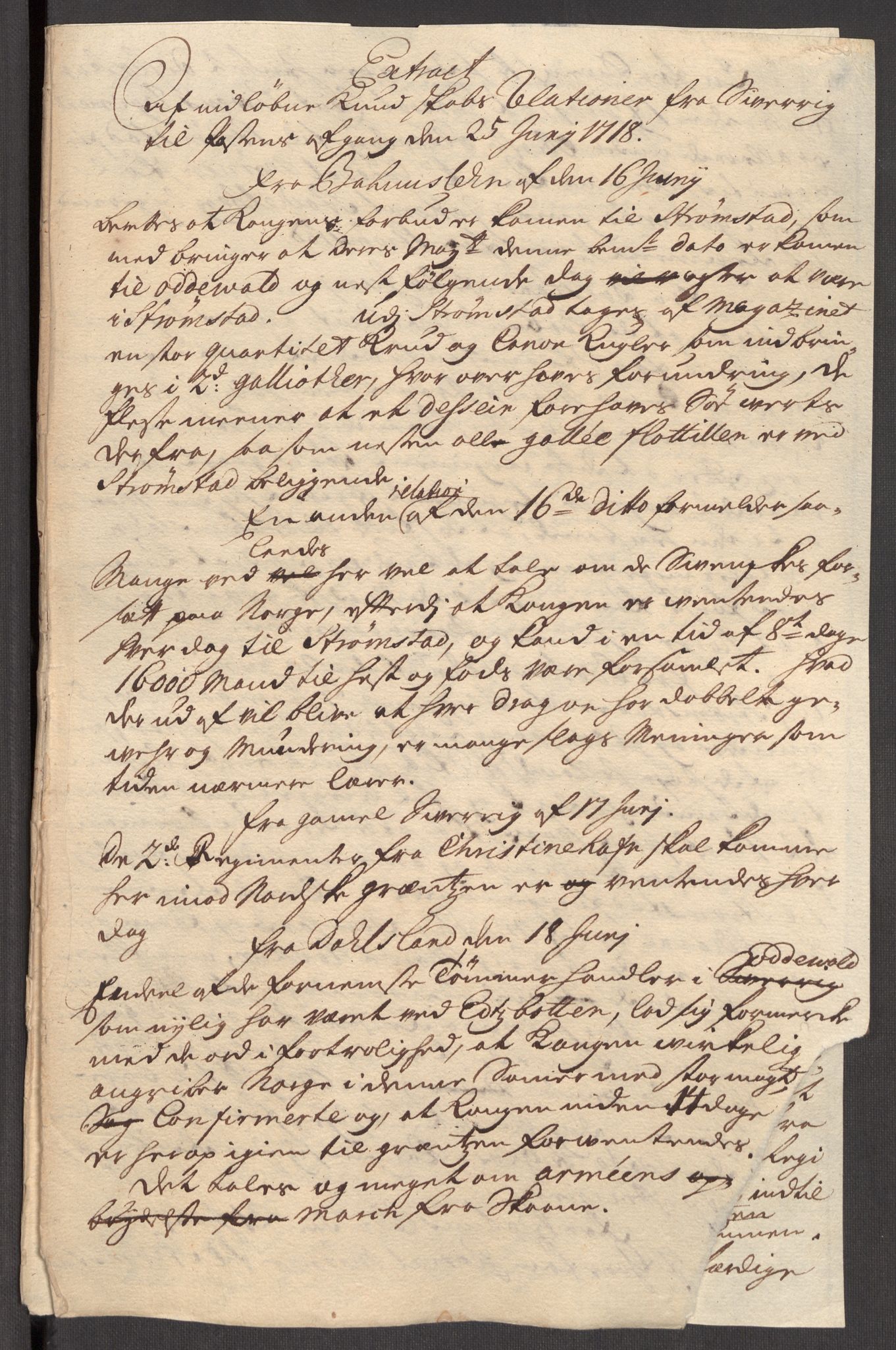 Kommanderende general (KG I) med Det norske krigsdirektorium, AV/RA-EA-5419/E/Eb/L0012: Kunnskap om fienden, kronologisk ordnet, 1718-1719, p. 18