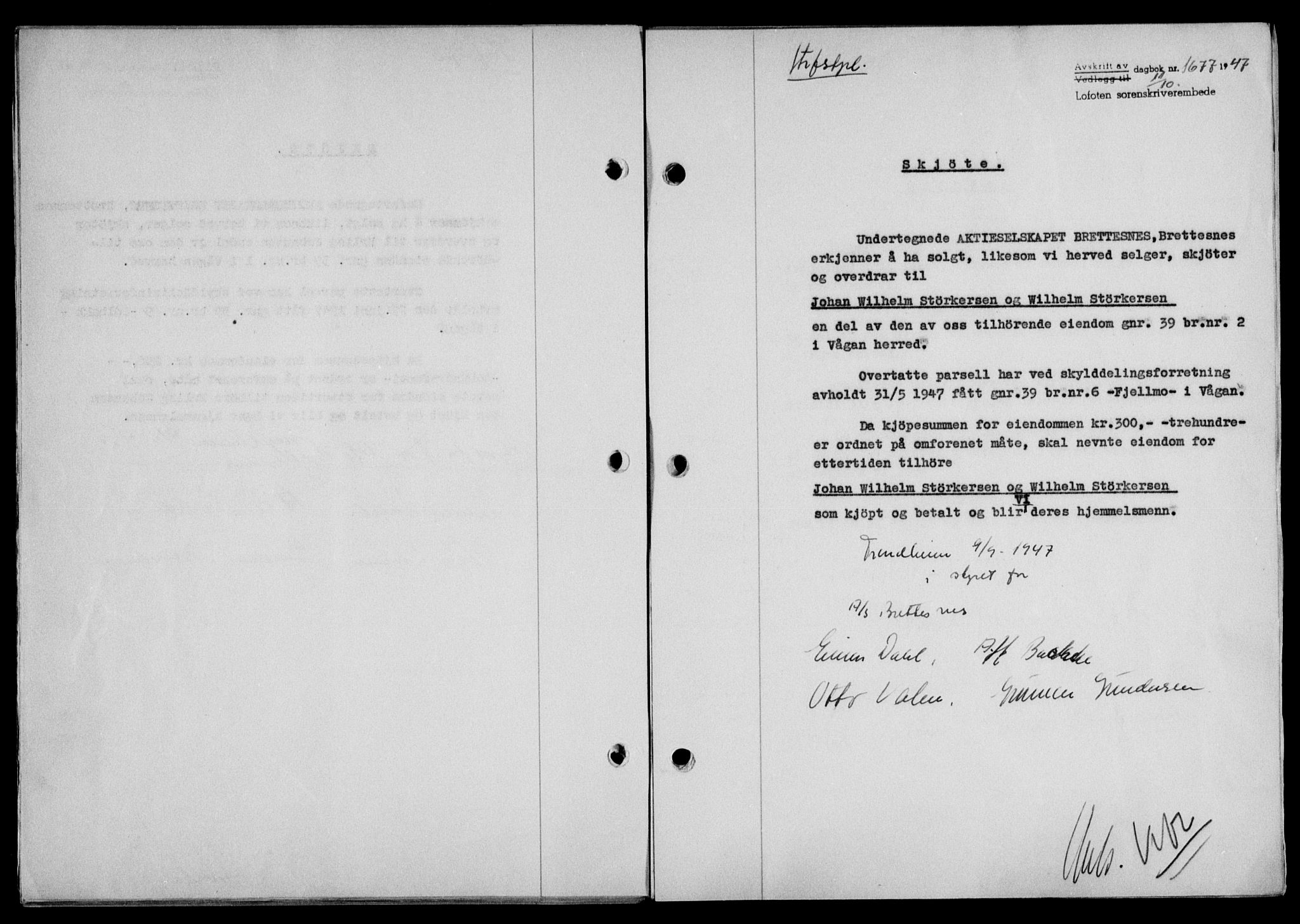 Lofoten sorenskriveri, SAT/A-0017/1/2/2C/L0017a: Mortgage book no. 17a, 1947-1948, Diary no: : 1677/1947