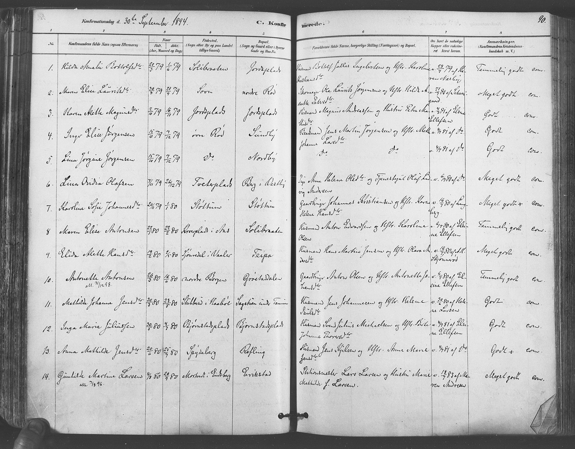 Vestby prestekontor Kirkebøker, AV/SAO-A-10893/F/Fa/L0009: Parish register (official) no. I 9, 1878-1900, p. 90