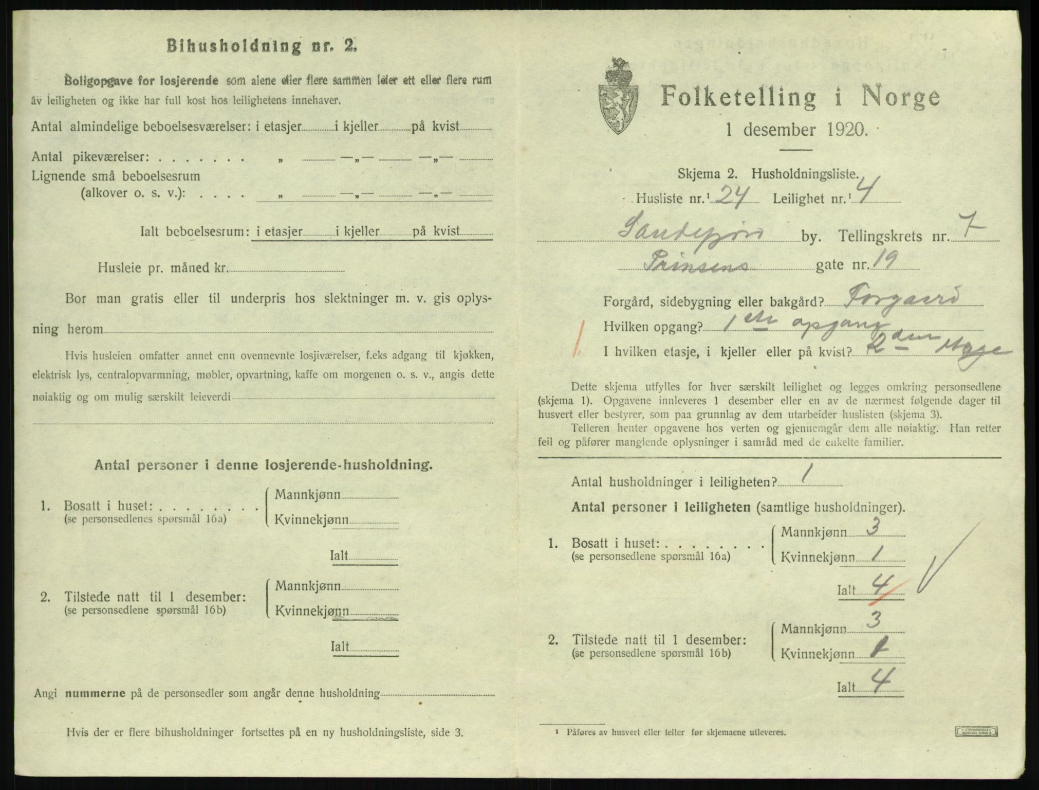 SAKO, 1920 census for Sandefjord, 1920, p. 3024