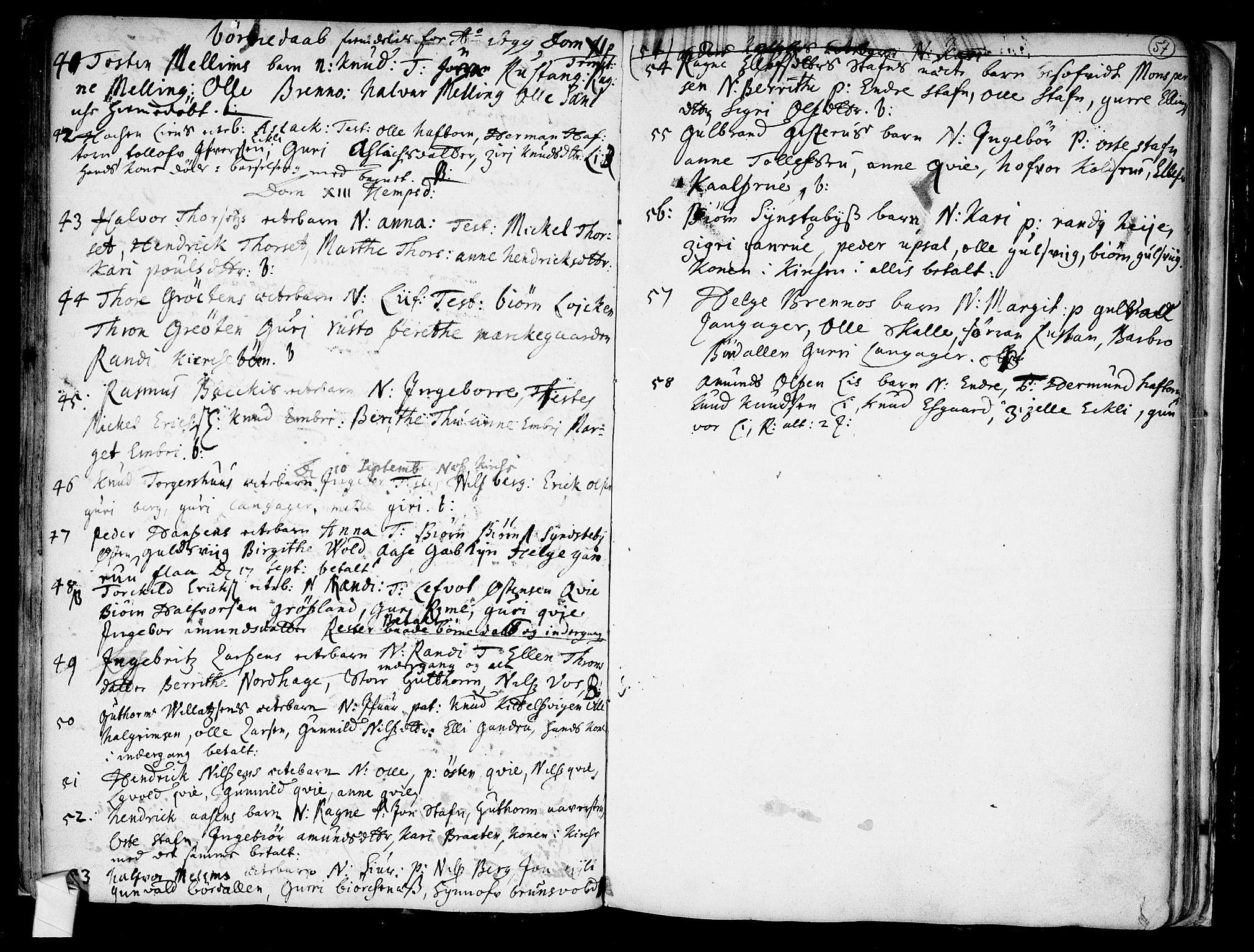 Nes kirkebøker, AV/SAKO-A-236/F/Fa/L0001: Parish register (official) no. 1, 1693-1706, p. 57