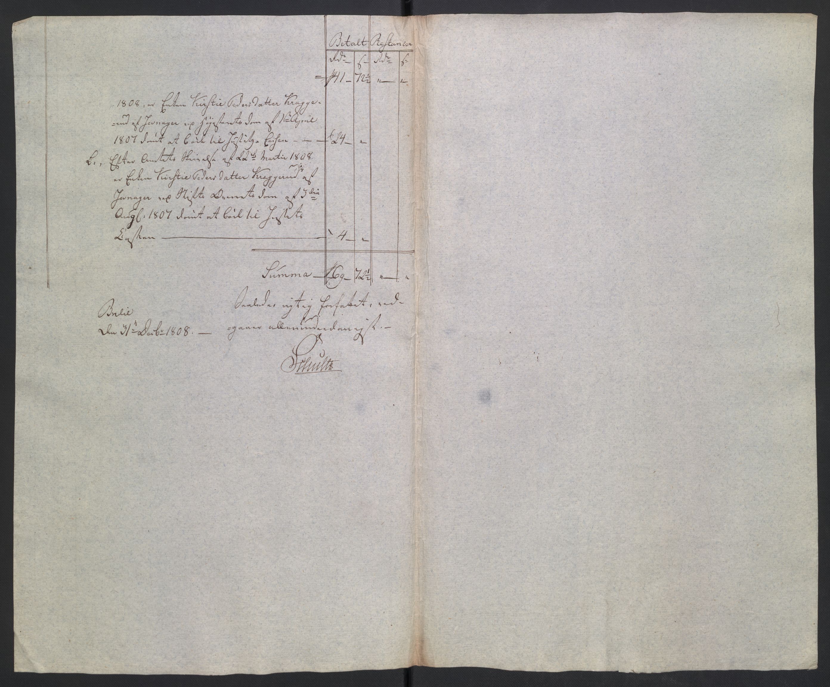Rentekammeret inntil 1814, Reviderte regnskaper, Fogderegnskap, AV/RA-EA-4092/R19/L1396: Fogderegnskap Toten, Hadeland og Vardal, 1808, p. 536