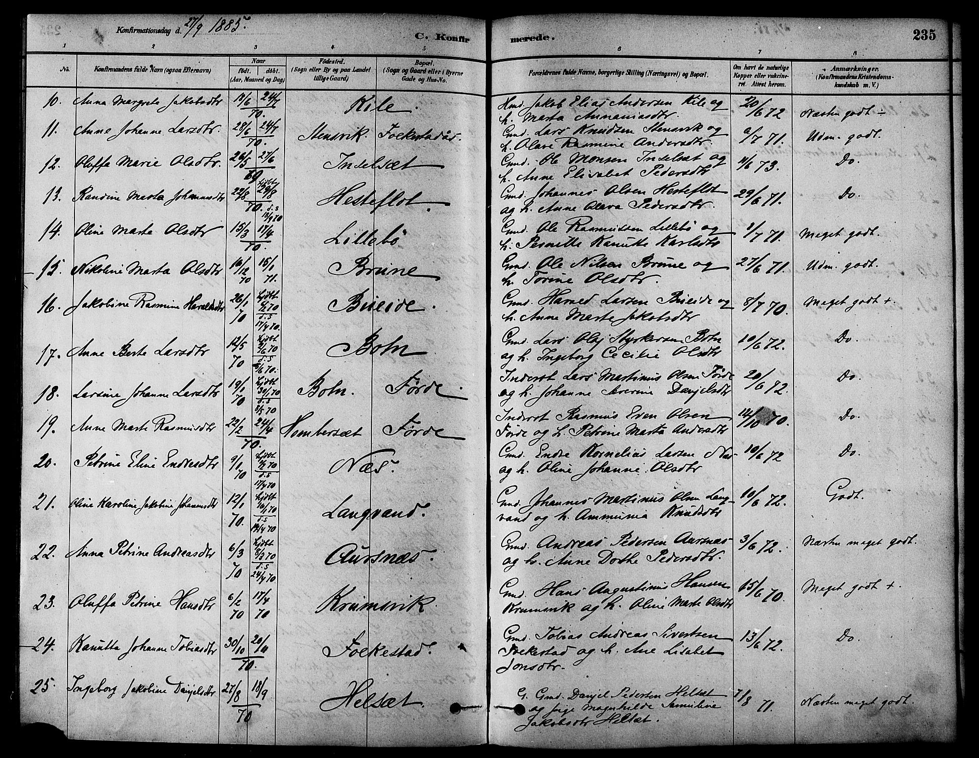 Ministerialprotokoller, klokkerbøker og fødselsregistre - Møre og Romsdal, AV/SAT-A-1454/511/L0141: Parish register (official) no. 511A08, 1878-1890, p. 235