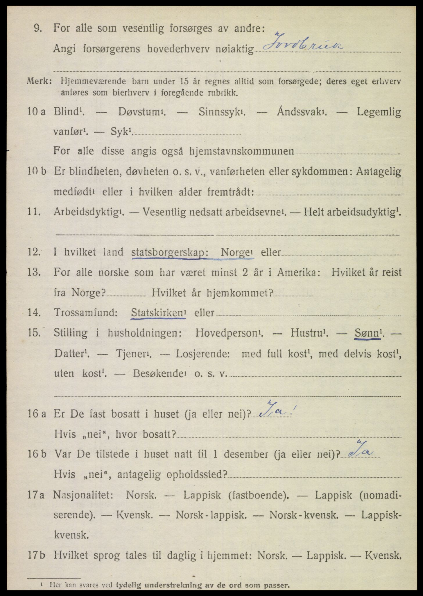 SAT, 1920 census for Kolvereid, 1920, p. 5126