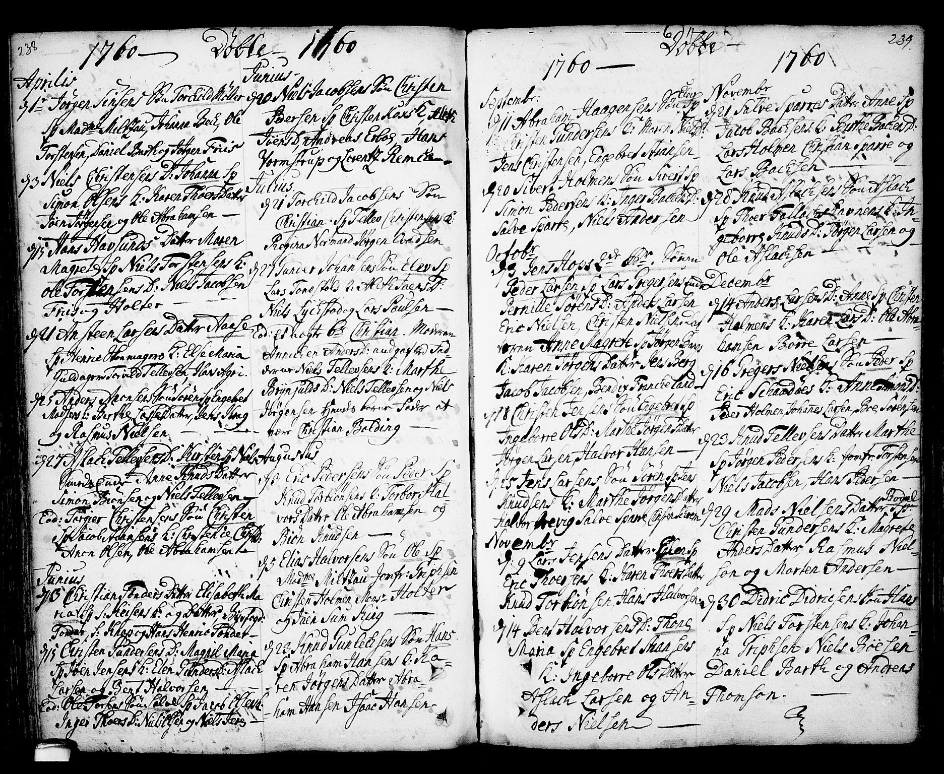 Kragerø kirkebøker, SAKO/A-278/F/Fa/L0001: Parish register (official) no. 1, 1702-1766, p. 238-239
