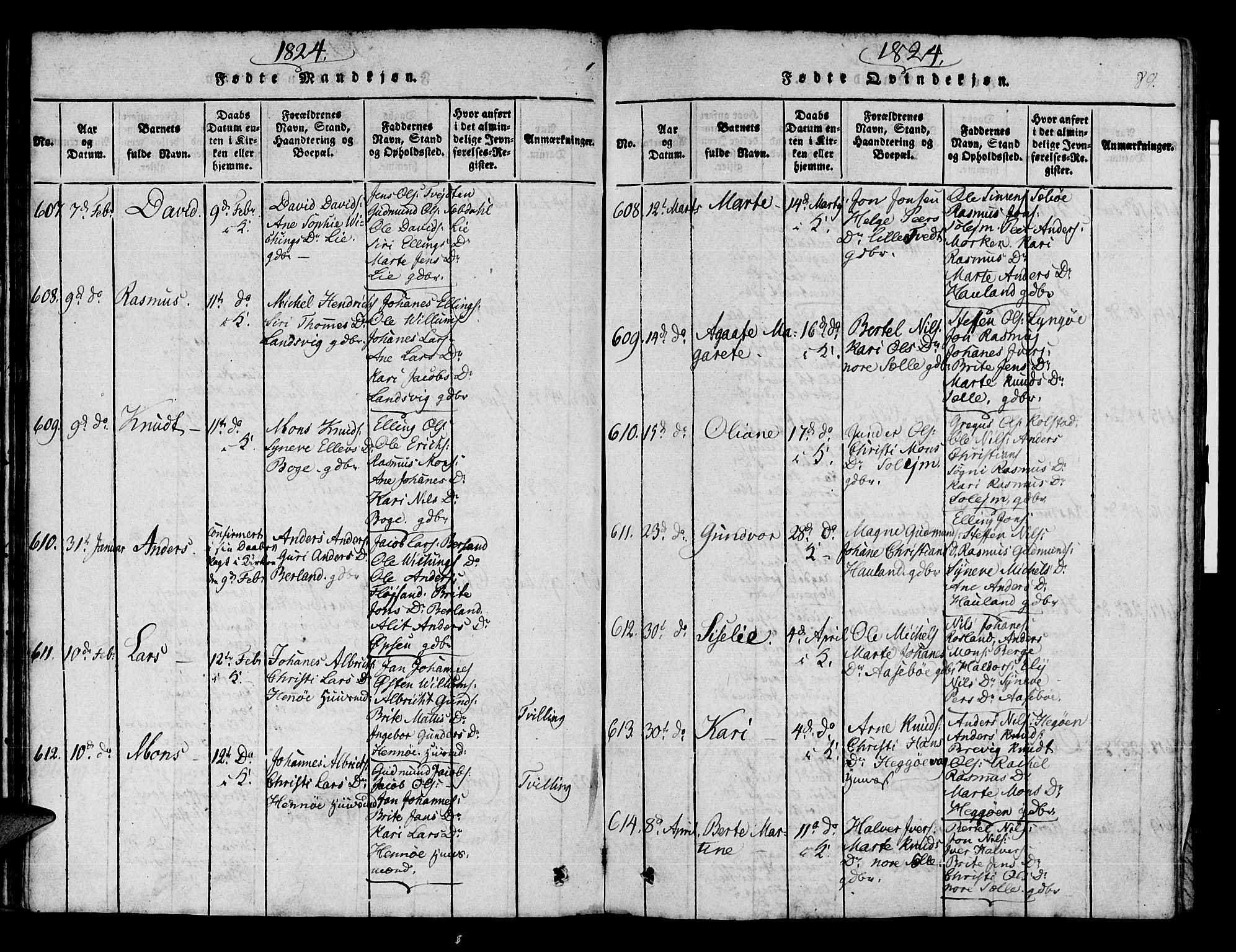 Manger sokneprestembete, AV/SAB-A-76801/H/Haa: Parish register (official) no. A 3, 1816-1824, p. 89