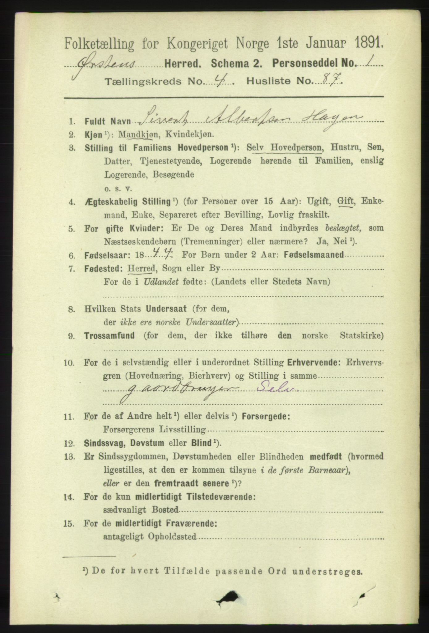 RA, 1891 census for 1520 Ørsta, 1891, p. 2186