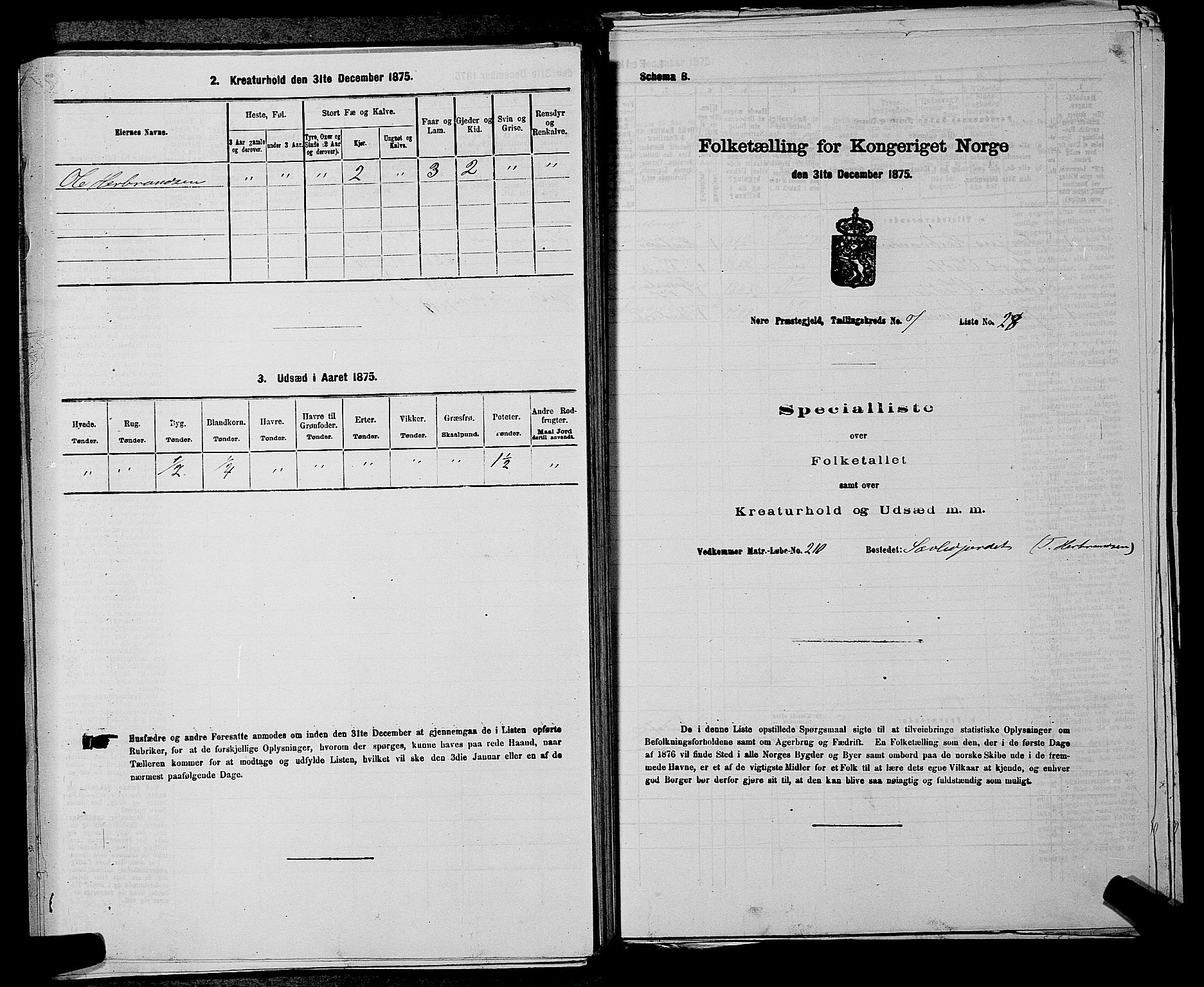 SAKO, 1875 census for 0633P Nore, 1875, p. 930