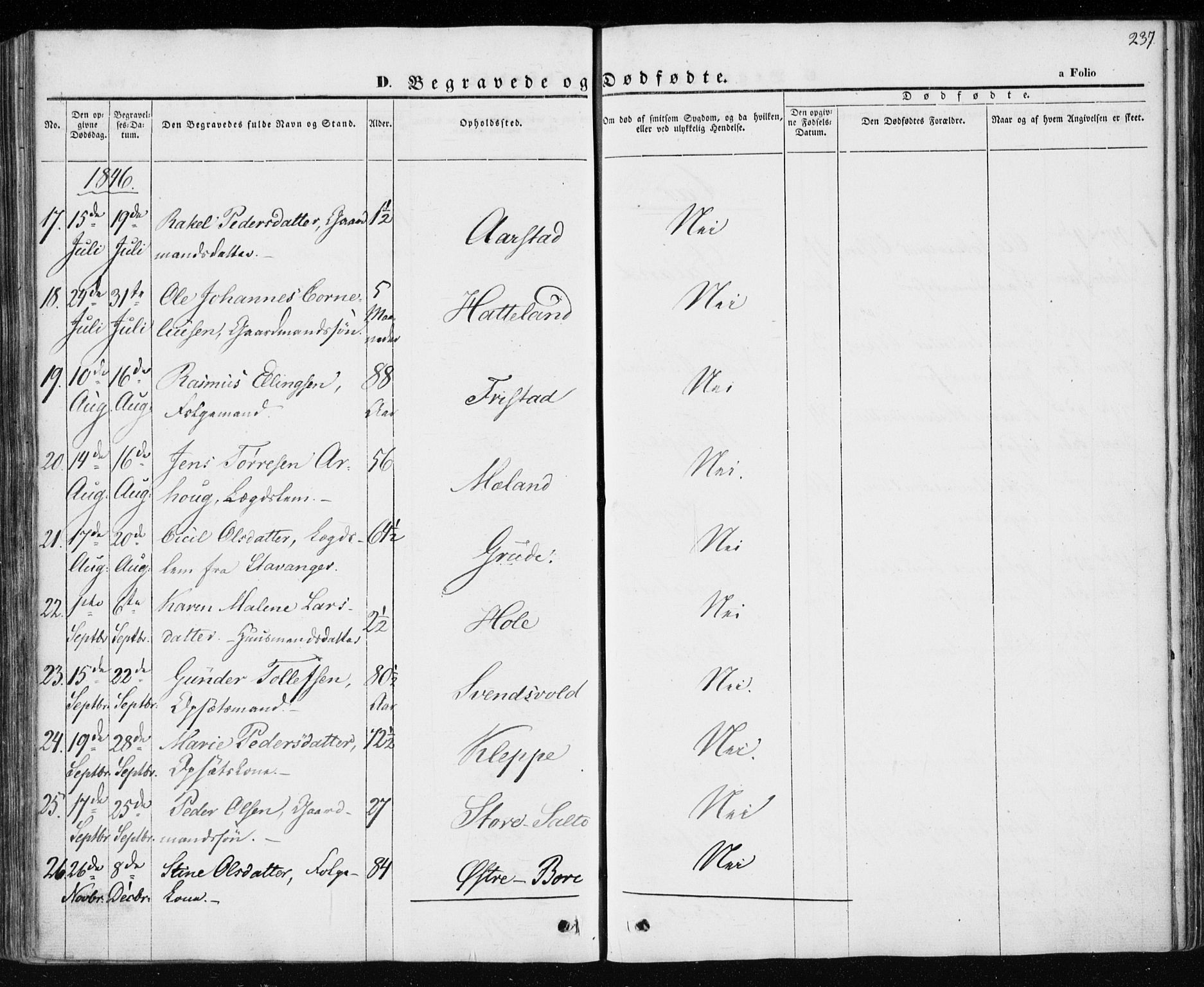 Klepp sokneprestkontor, AV/SAST-A-101803/001/3/30BA/L0004: Parish register (official) no. A 4, 1842-1852, p. 237