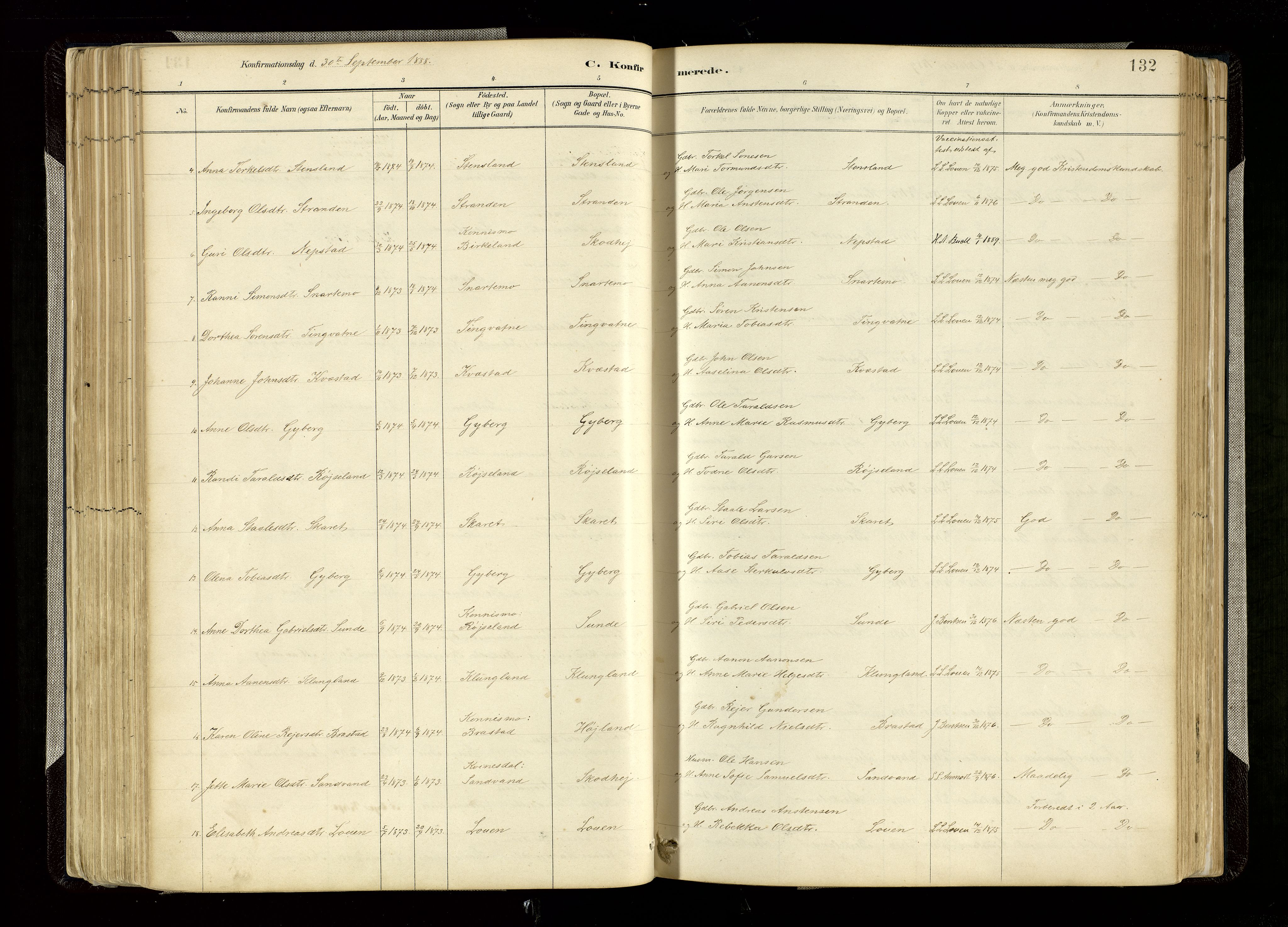 Hægebostad sokneprestkontor, SAK/1111-0024/F/Fa/Faa/L0006: Parish register (official) no. A 6, 1887-1929, p. 132