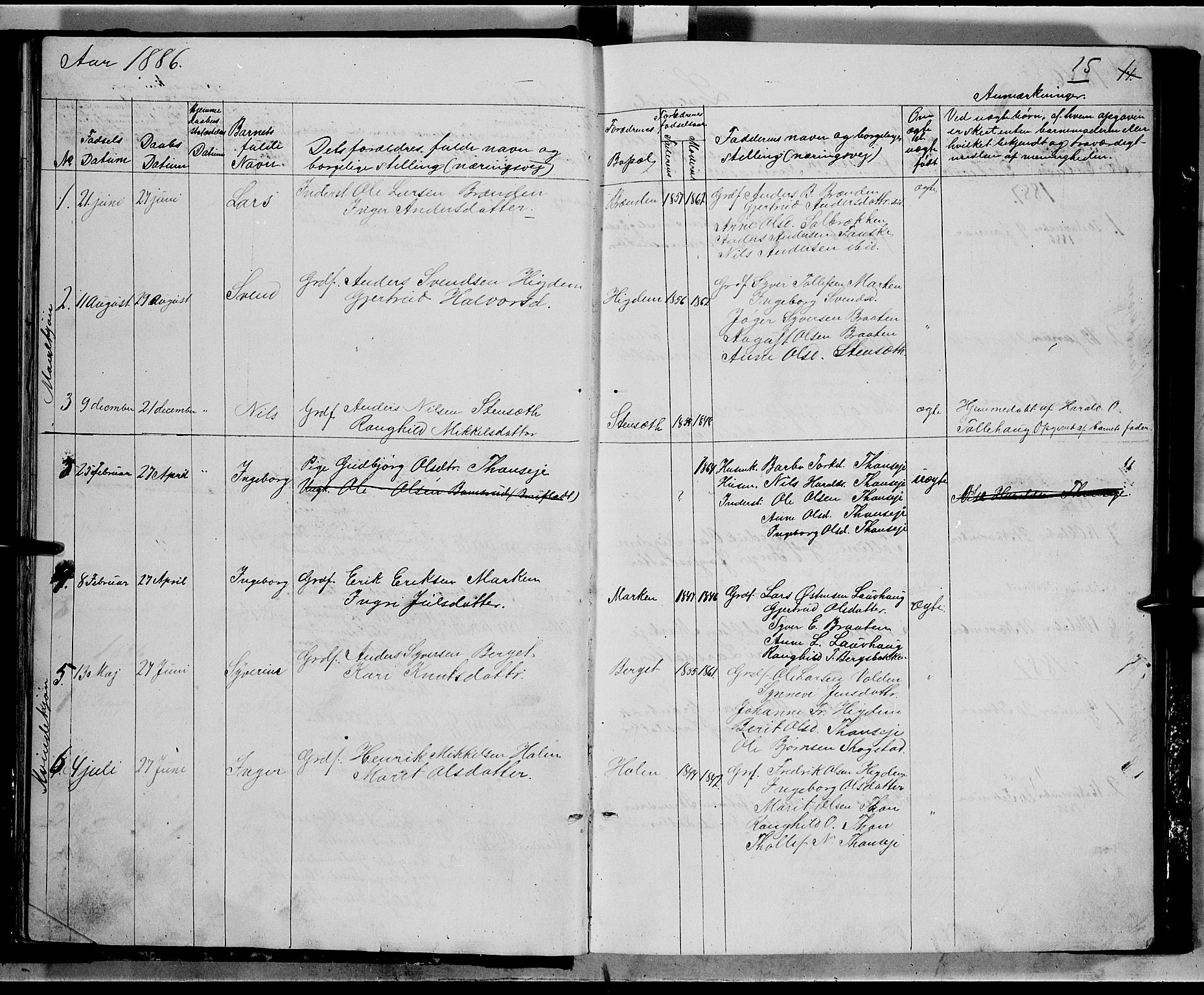 Nord-Aurdal prestekontor, SAH/PREST-132/H/Ha/Hab/L0005: Parish register (copy) no. 5, 1876-1895, p. 15