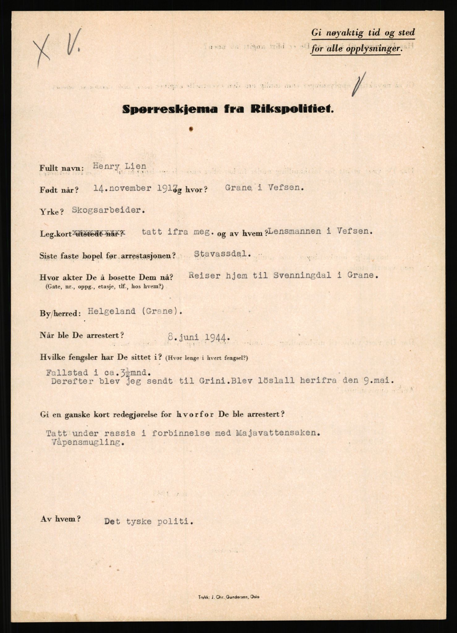 Rikspolitisjefen, AV/RA-S-1560/L/L0010: Kristianslund, Charles Ragnvald - Losvik, Einar, 1940-1945, p. 939