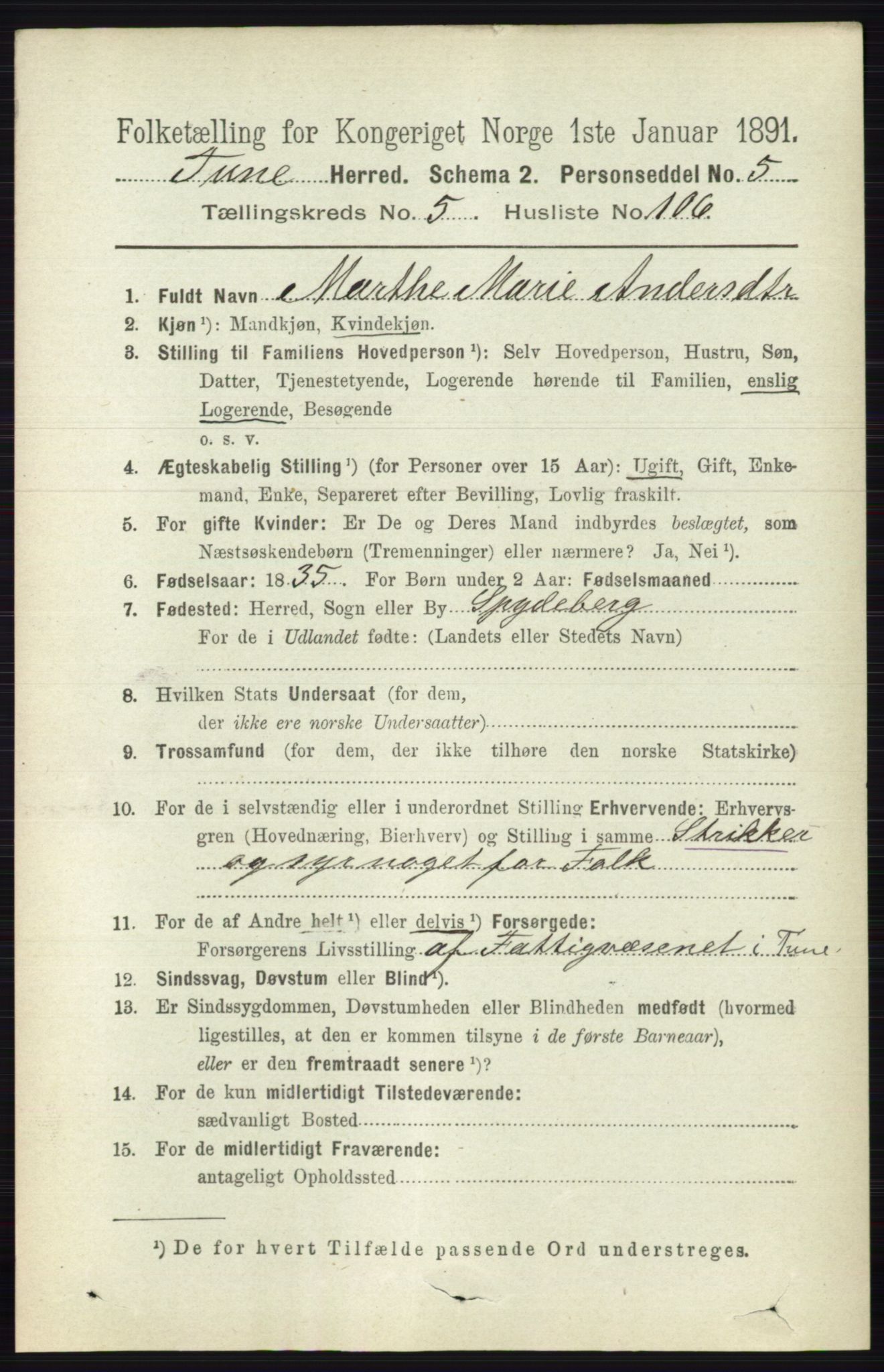 RA, 1891 census for 0130 Tune, 1891, p. 3935