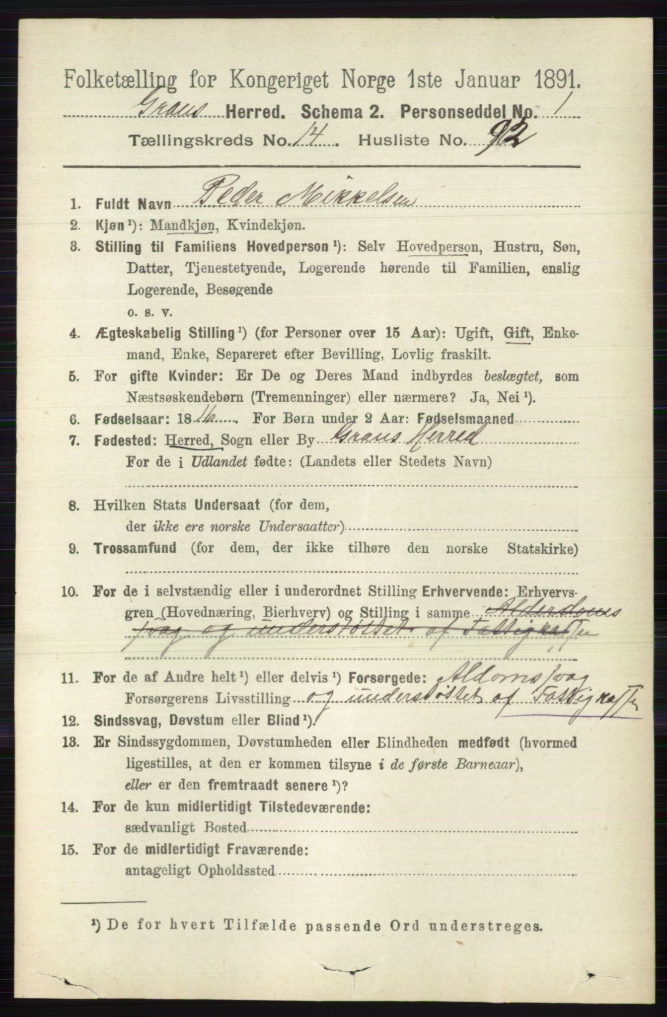 RA, 1891 census for 0534 Gran, 1891, p. 7533