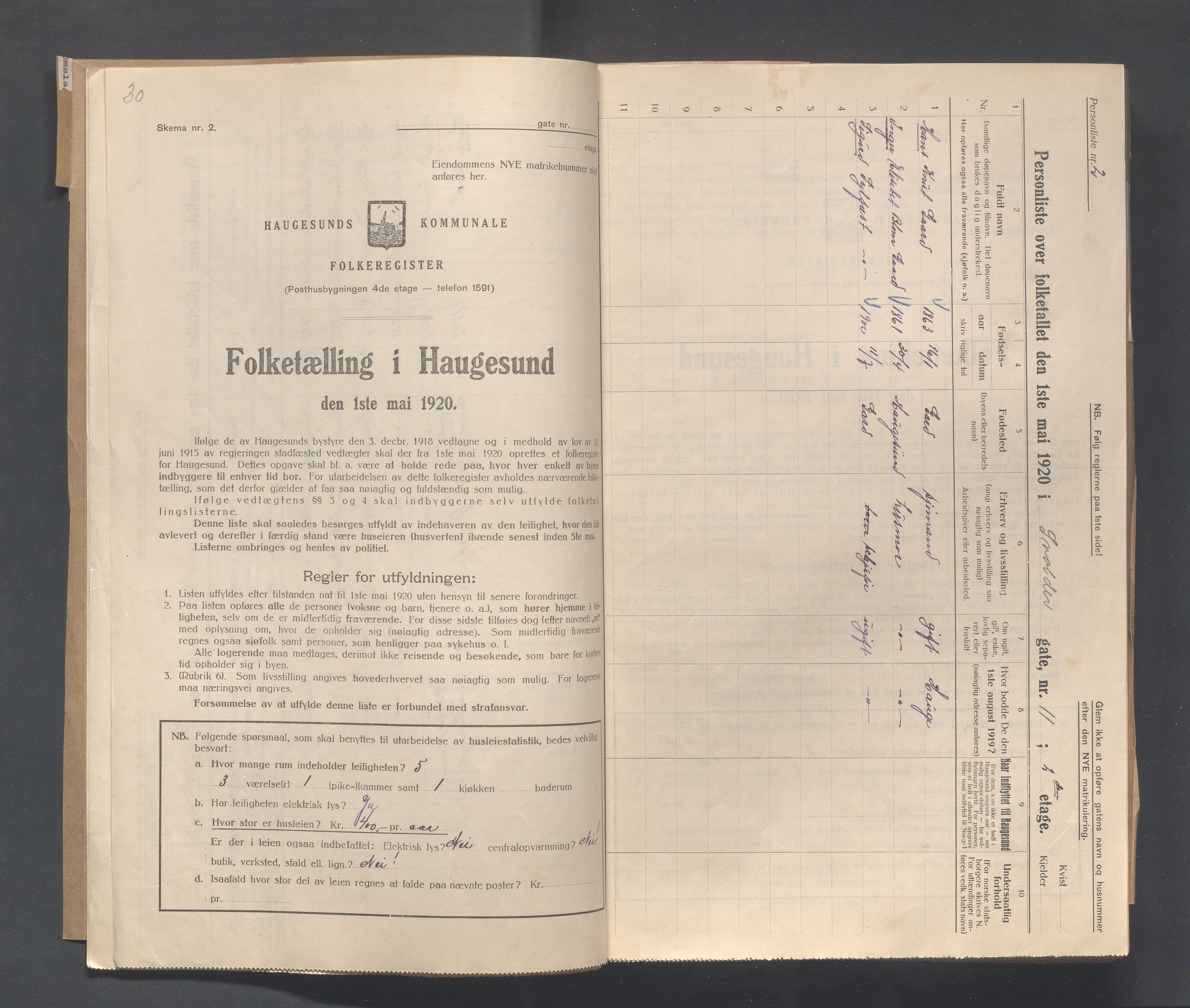 IKAR, Local census 1.5.1920 for Haugesund, 1920, p. 4739