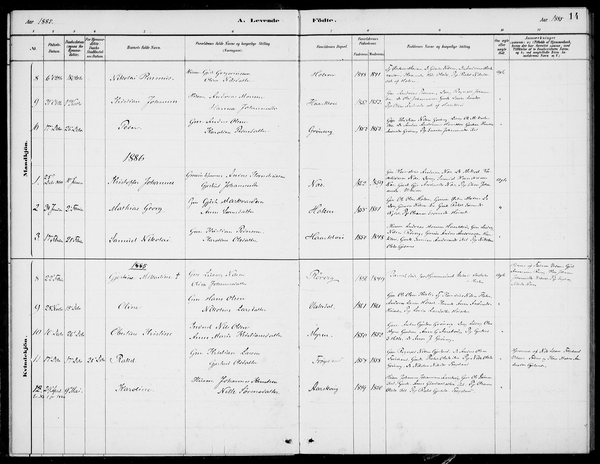 Førde sokneprestembete, AV/SAB-A-79901/H/Haa/Haac/L0001: Parish register (official) no. C  1, 1881-1920, p. 14