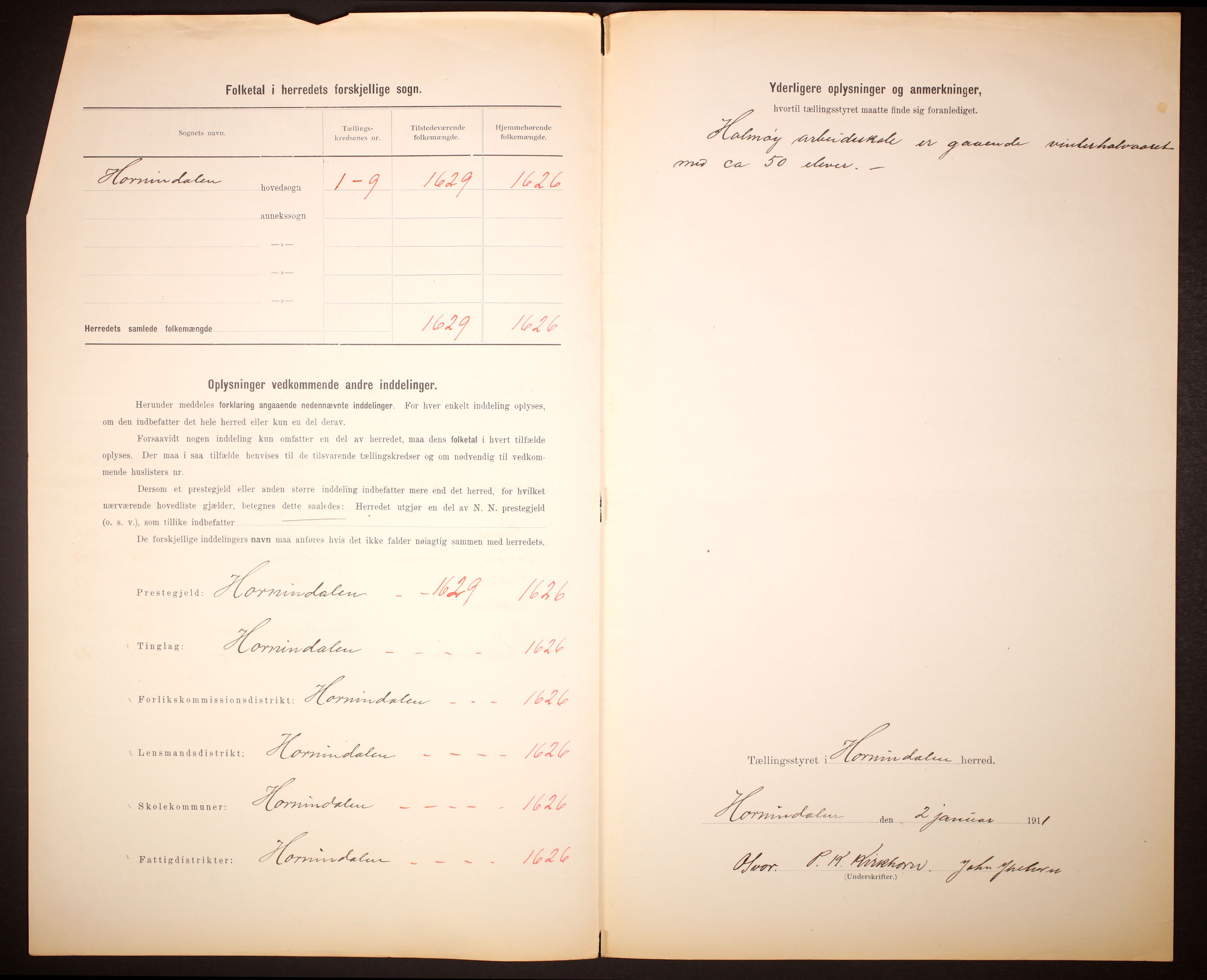 RA, 1910 census for Hornindal, 1910, p. 3