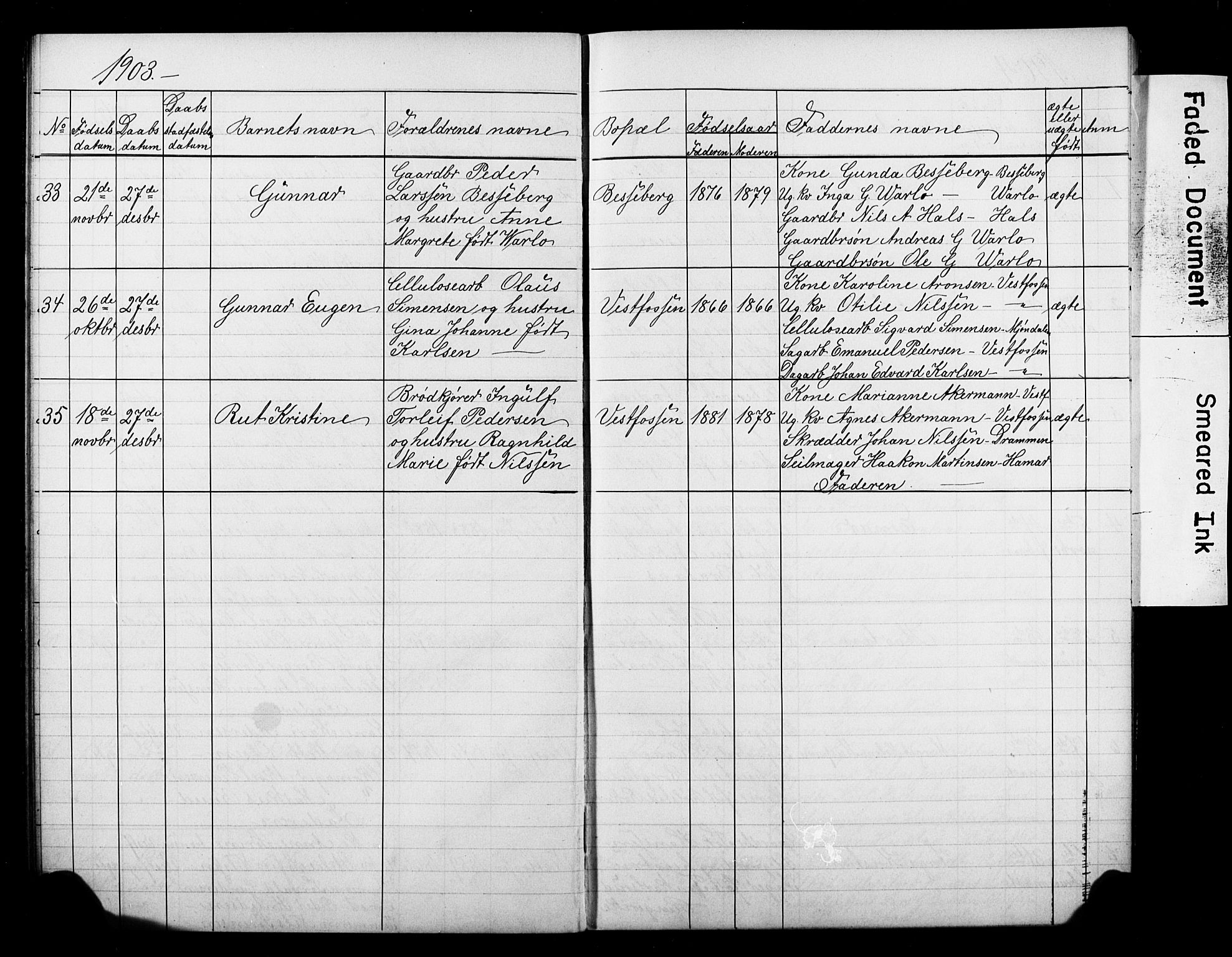 Eiker kirkebøker, AV/SAKO-A-4/F/Fb/L0008: Parish register (official) no. II 8, 1902-1913