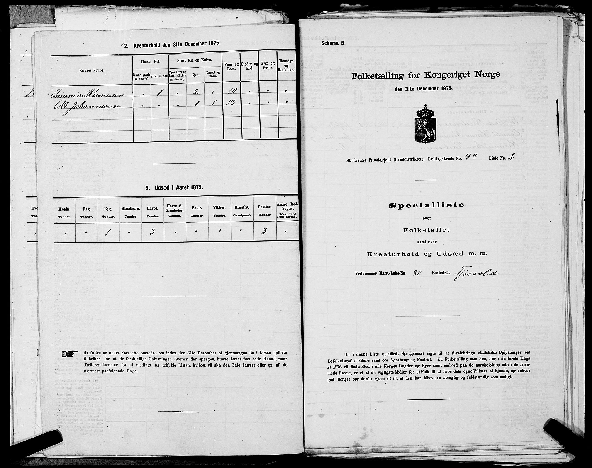 SAST, 1875 census for 1150L Skudenes/Falnes, Åkra og Ferkingstad, 1875, p. 360