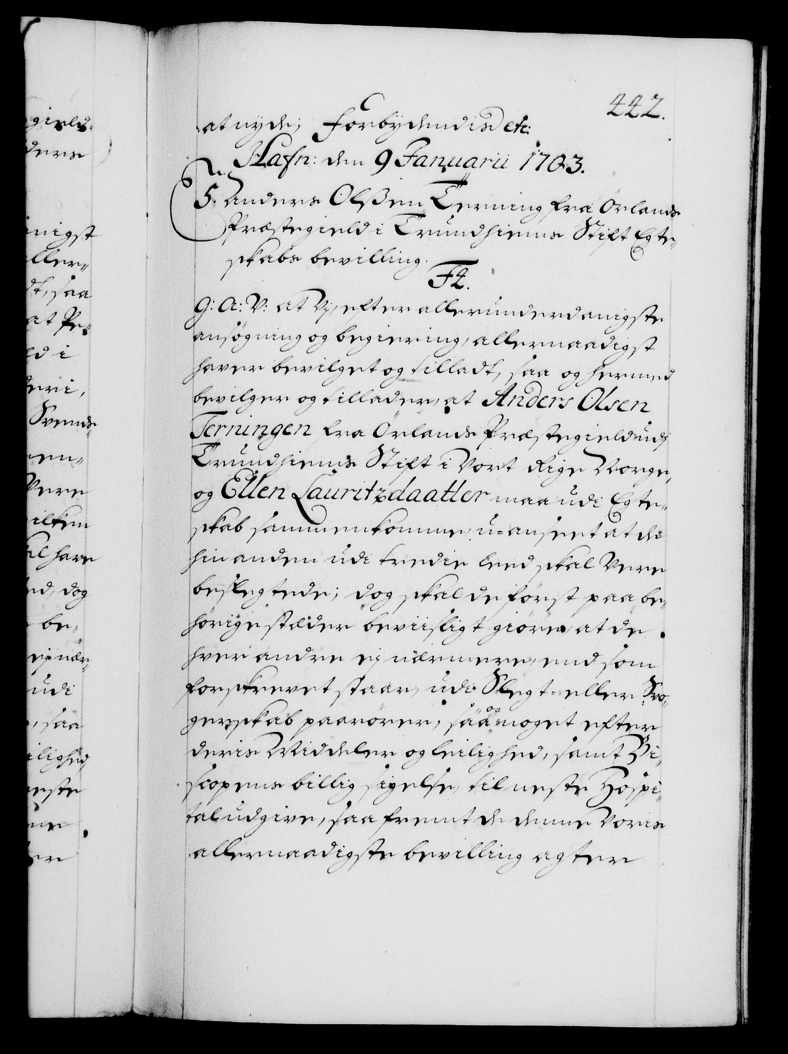 Danske Kanselli 1572-1799, RA/EA-3023/F/Fc/Fca/Fcaa/L0018: Norske registre, 1699-1703, p. 442a