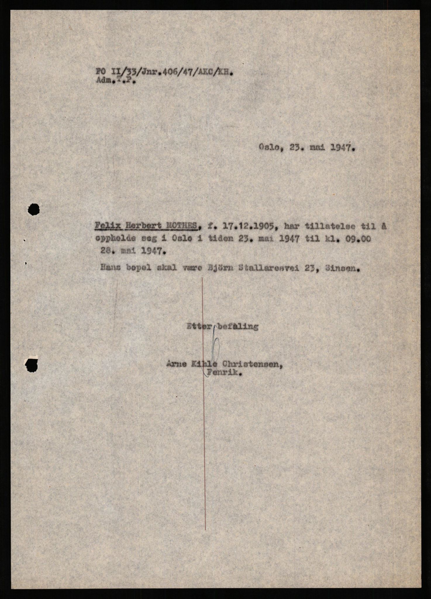 Forsvaret, Forsvarets overkommando II, AV/RA-RAFA-3915/D/Db/L0022: CI Questionaires. Tyske okkupasjonsstyrker i Norge. Tyskere., 1945-1946, p. 400