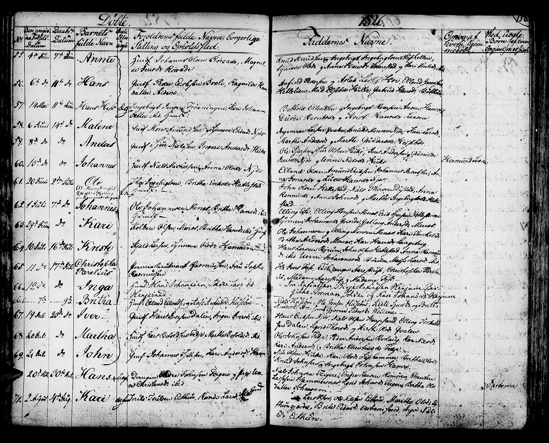 Leikanger sokneprestembete, AV/SAB-A-81001/H/Haa/Haaa/L0006: Parish register (official) no. A 6, 1810-1838, p. 156