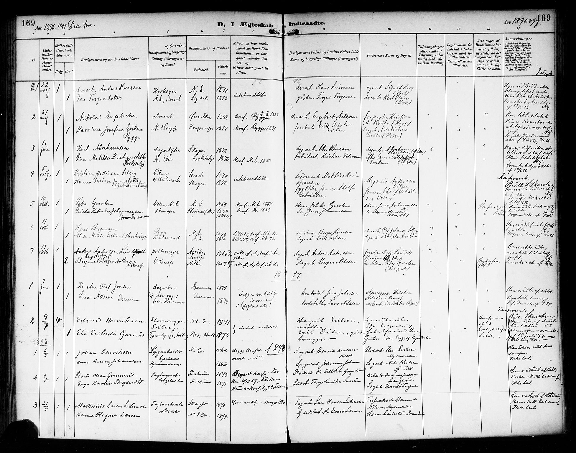 Nedre Eiker kirkebøker, SAKO/A-612/F/Fa/L0004: Parish register (official) no. 4, 1893-1898, p. 169