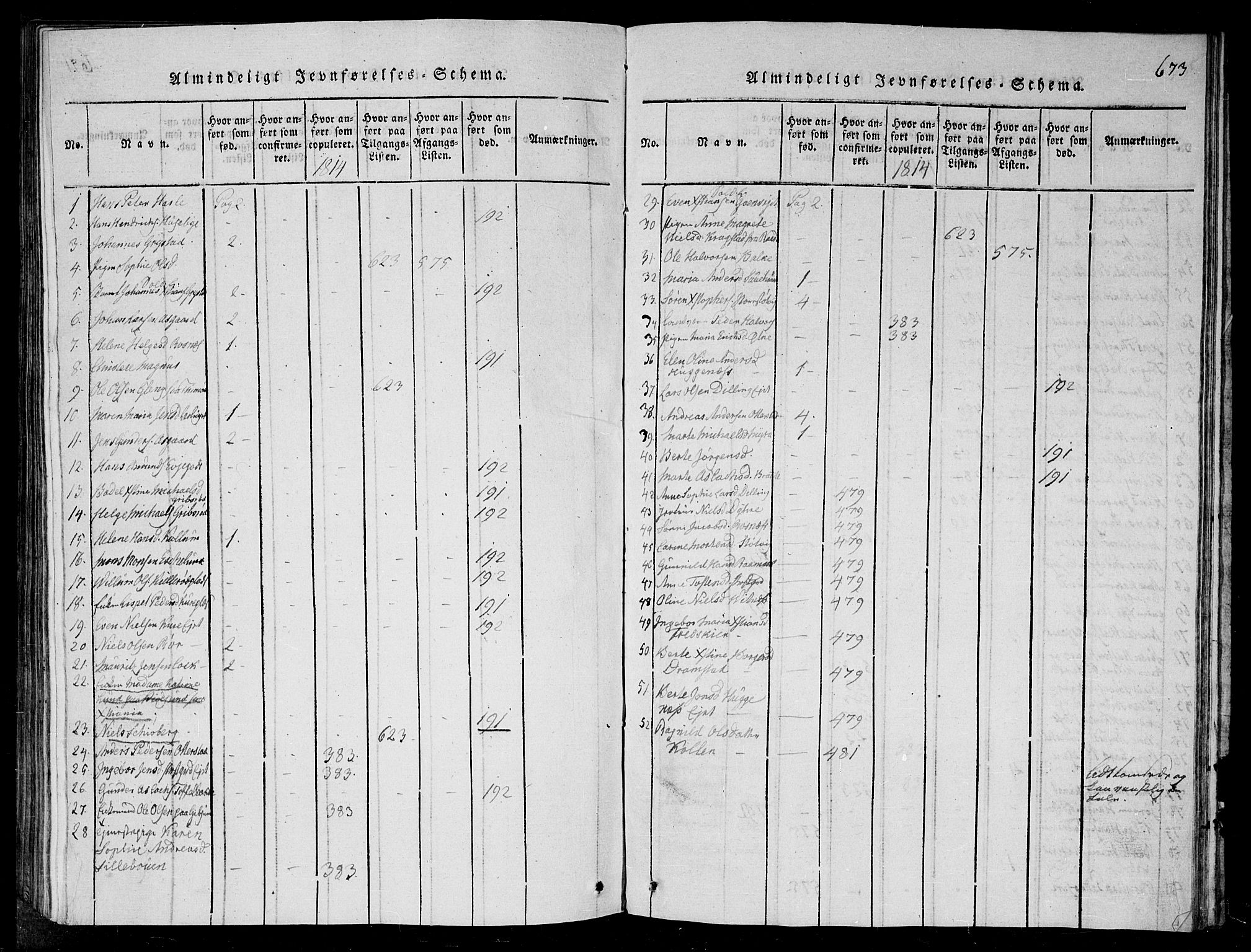 Rygge prestekontor Kirkebøker, AV/SAO-A-10084b/G/Ga/L0001: Parish register (copy) no. 1, 1814-1871, p. 672-673