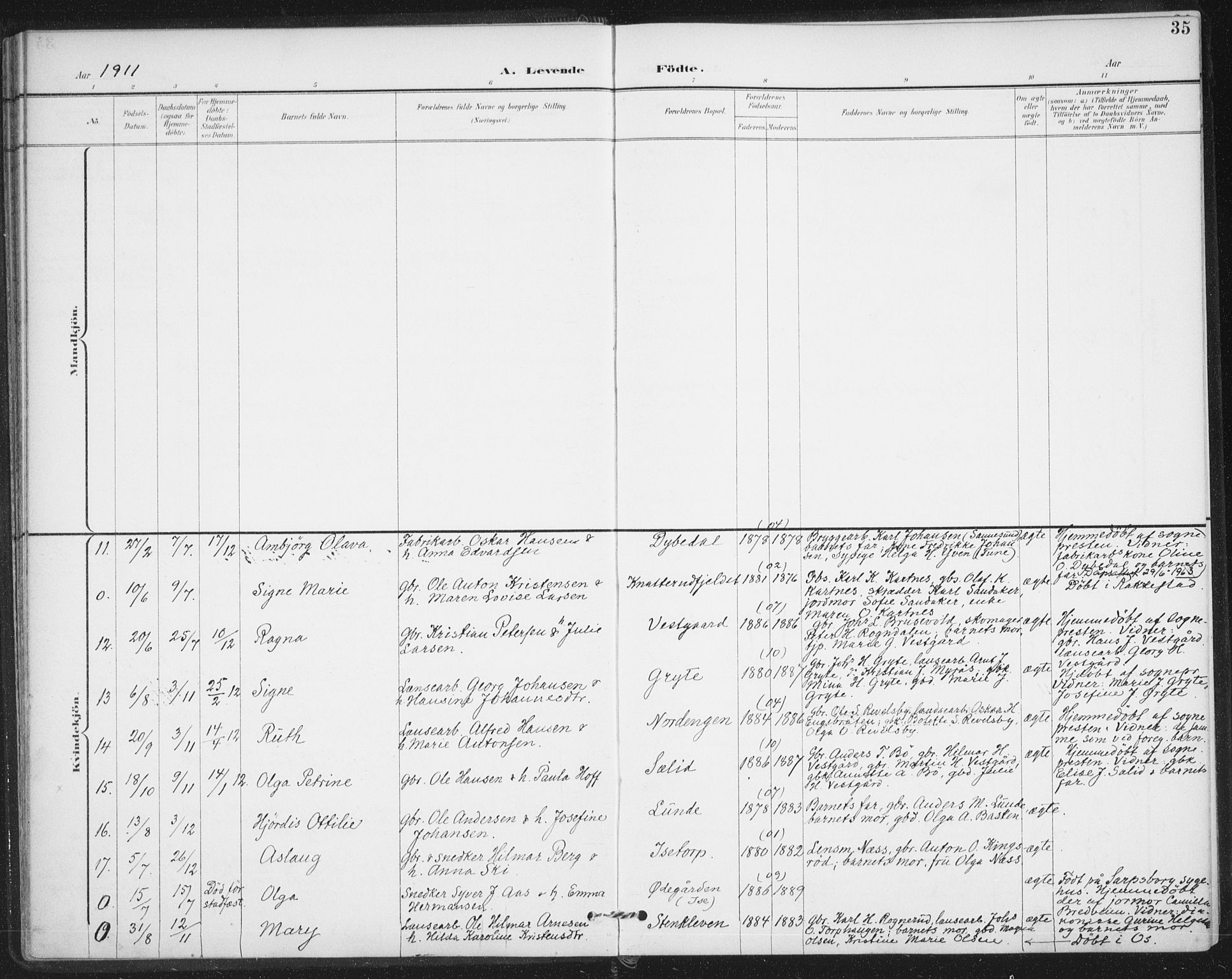 Varteig prestekontor Kirkebøker, AV/SAO-A-10447a/F/Fa/L0003: Parish register (official) no. 3, 1899-1919, p. 35