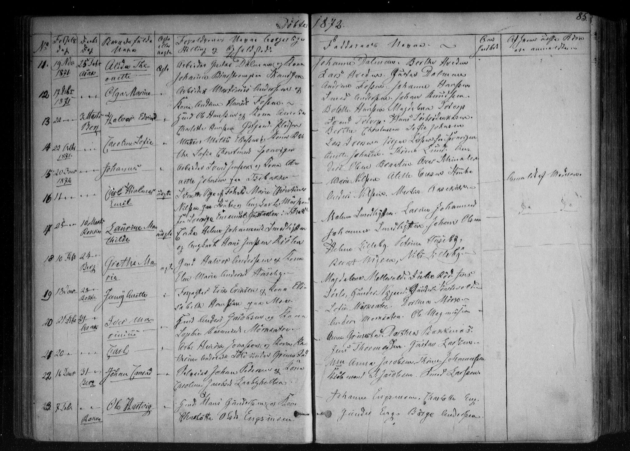 Berg prestekontor Kirkebøker, AV/SAO-A-10902/F/Fa/L0005: Parish register (official) no. I 5, 1861-1877, p. 85