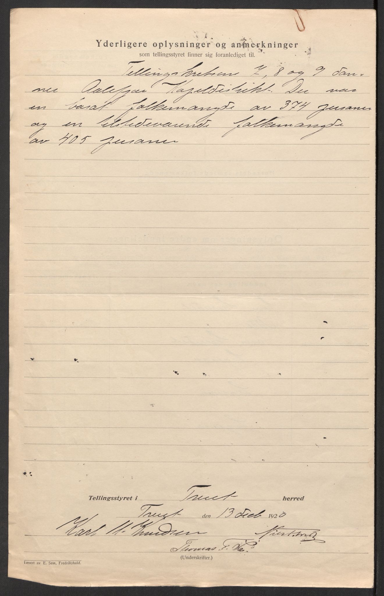 SAK, 1920 census for Tveit, 1920, p. 13