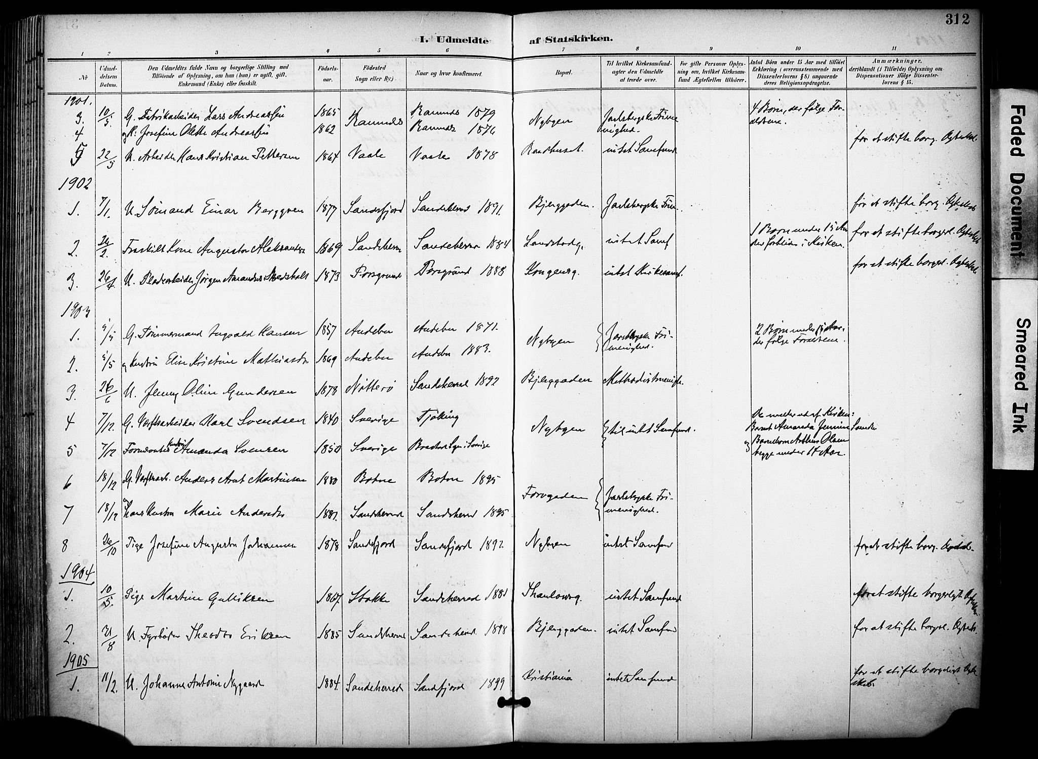 Sandefjord kirkebøker, SAKO/A-315/F/Fa/L0004: Parish register (official) no. 4, 1894-1905, p. 312