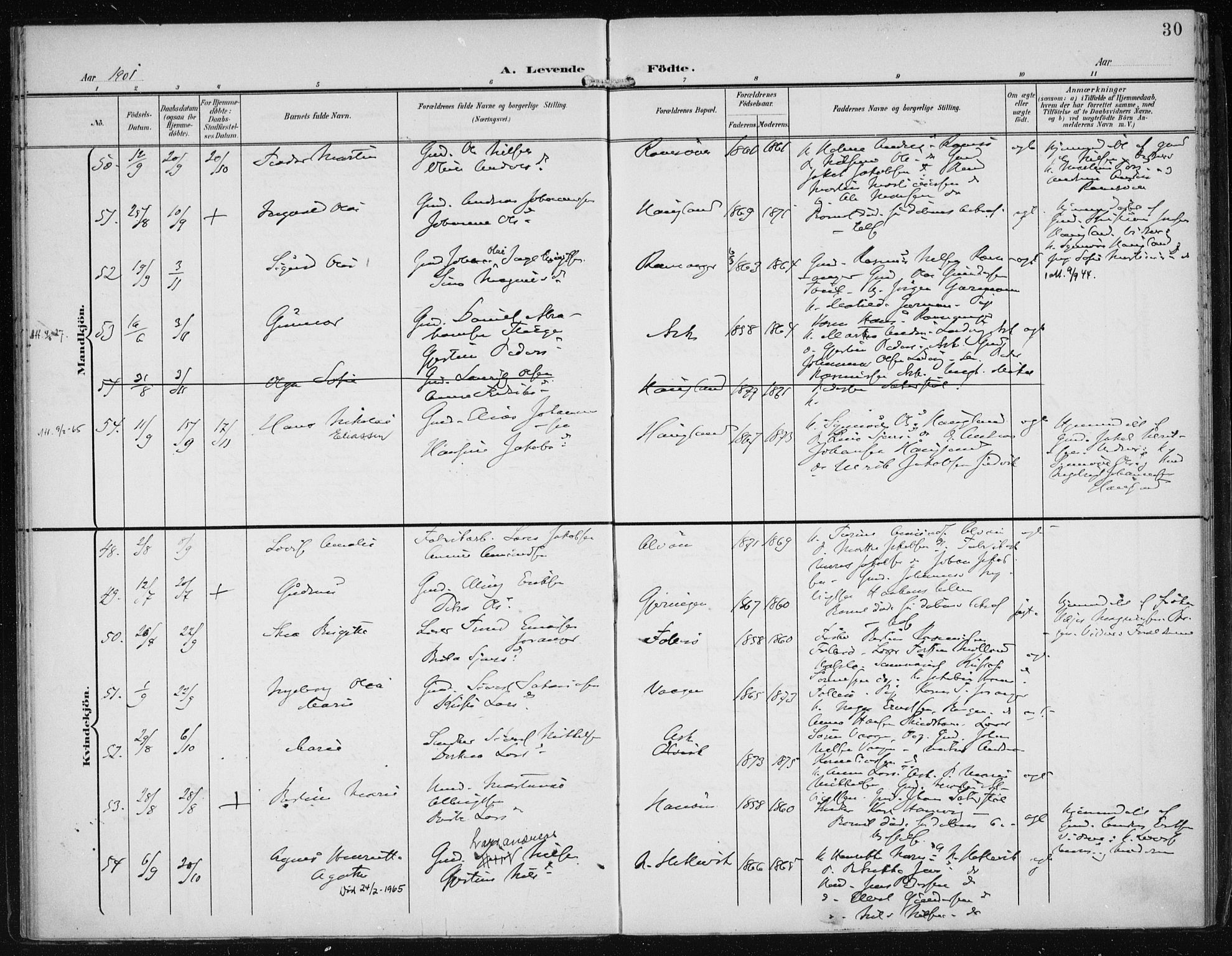 Askøy Sokneprestembete, SAB/A-74101/H/Ha/Haa/Haac/L0001: Parish register (official) no. C 1, 1899-1905, p. 30