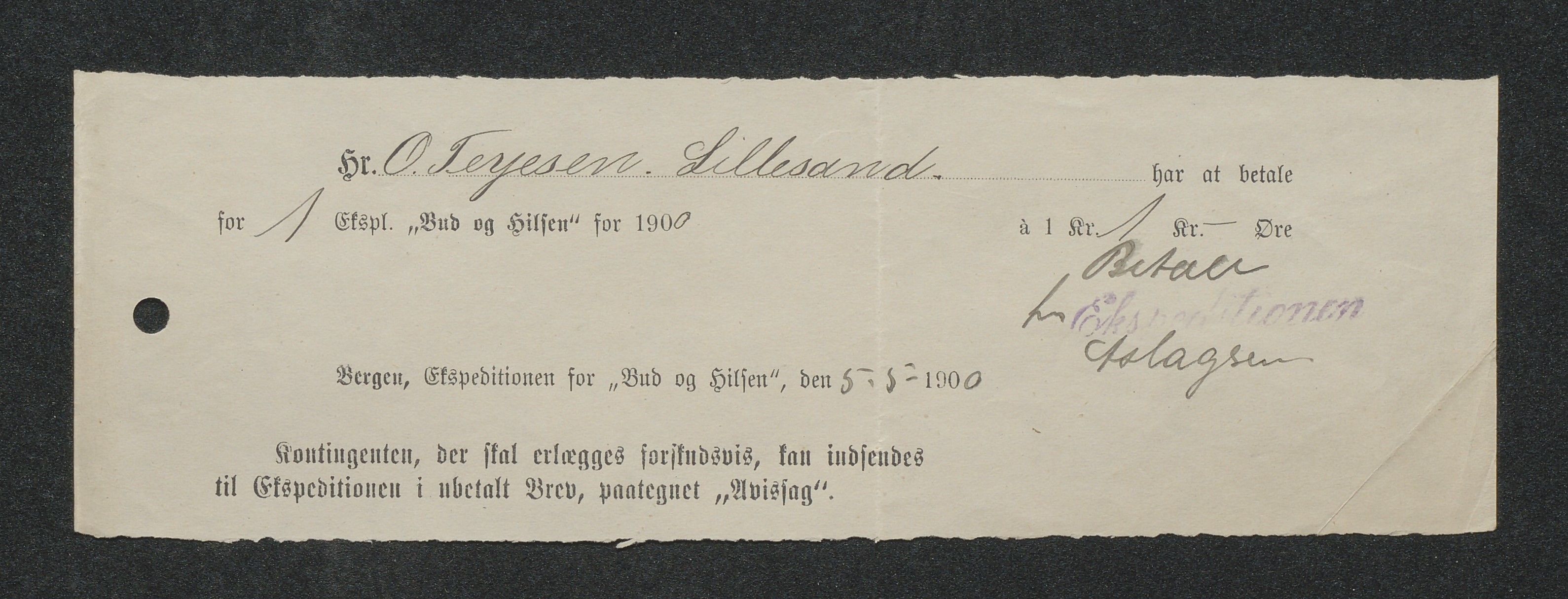 O. Terjesens rederi, AAKS/PA-2525/R/R02/L0002: Regnskapsbilag, 1899-1904