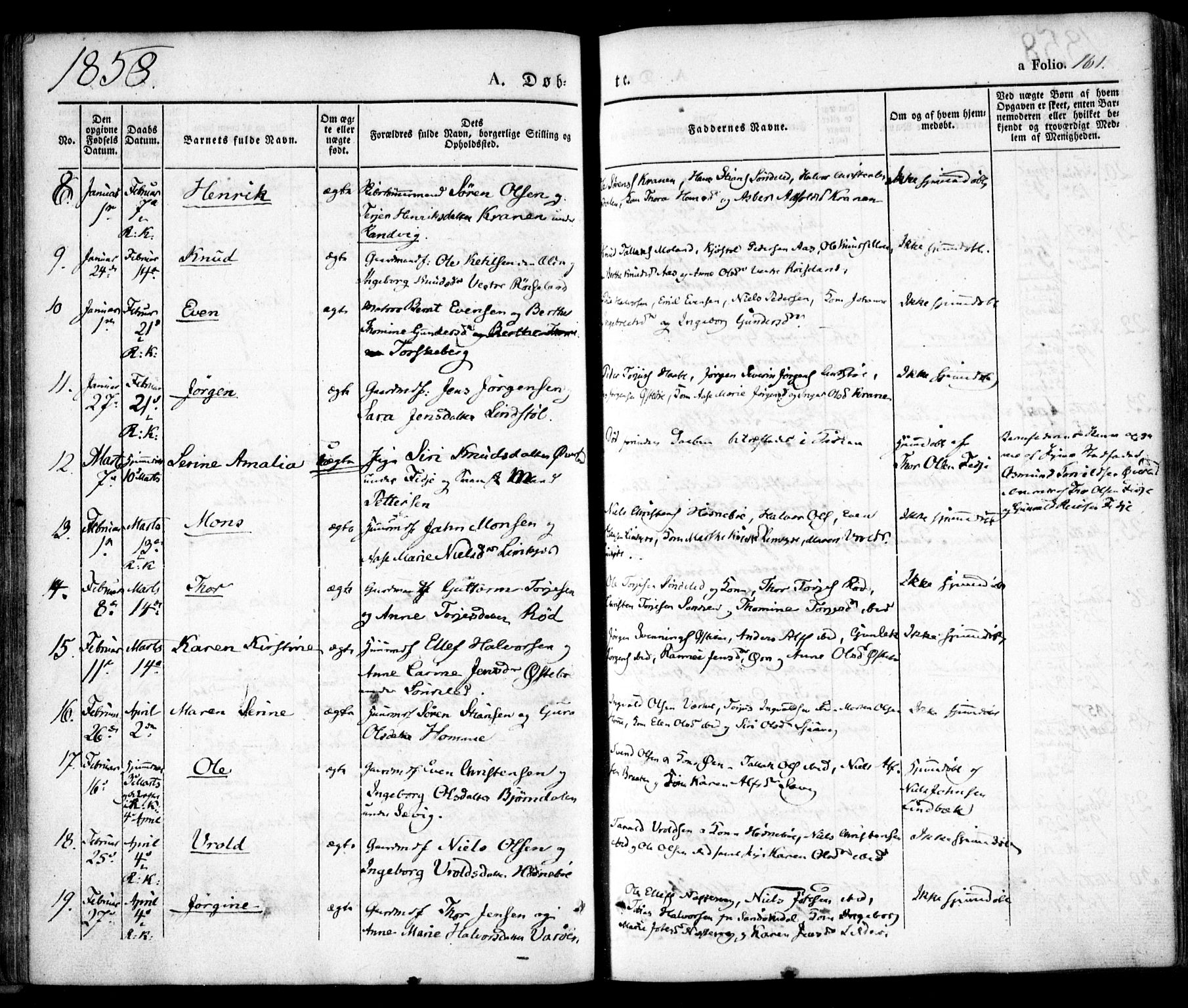 Søndeled sokneprestkontor, SAK/1111-0038/F/Fa/L0002: Parish register (official) no. A 2, 1839-1860, p. 161