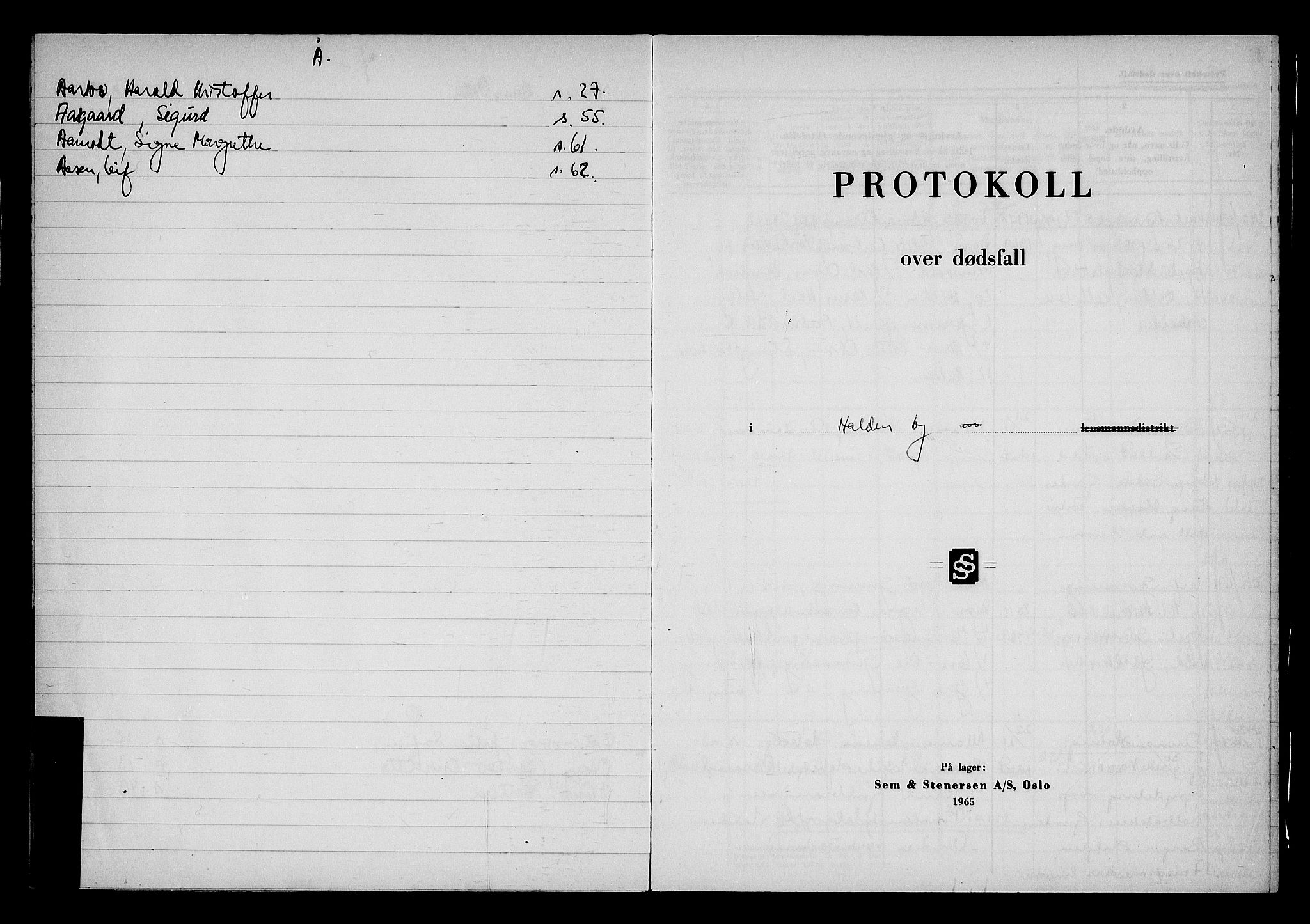 Halden tingrett, AV/SAO-A-10067/H/Ha/Hac/L0001/0003: Dødsanmeldelsesprotokoller / Dødsanmeldelsesprotokoll, 1967-1969